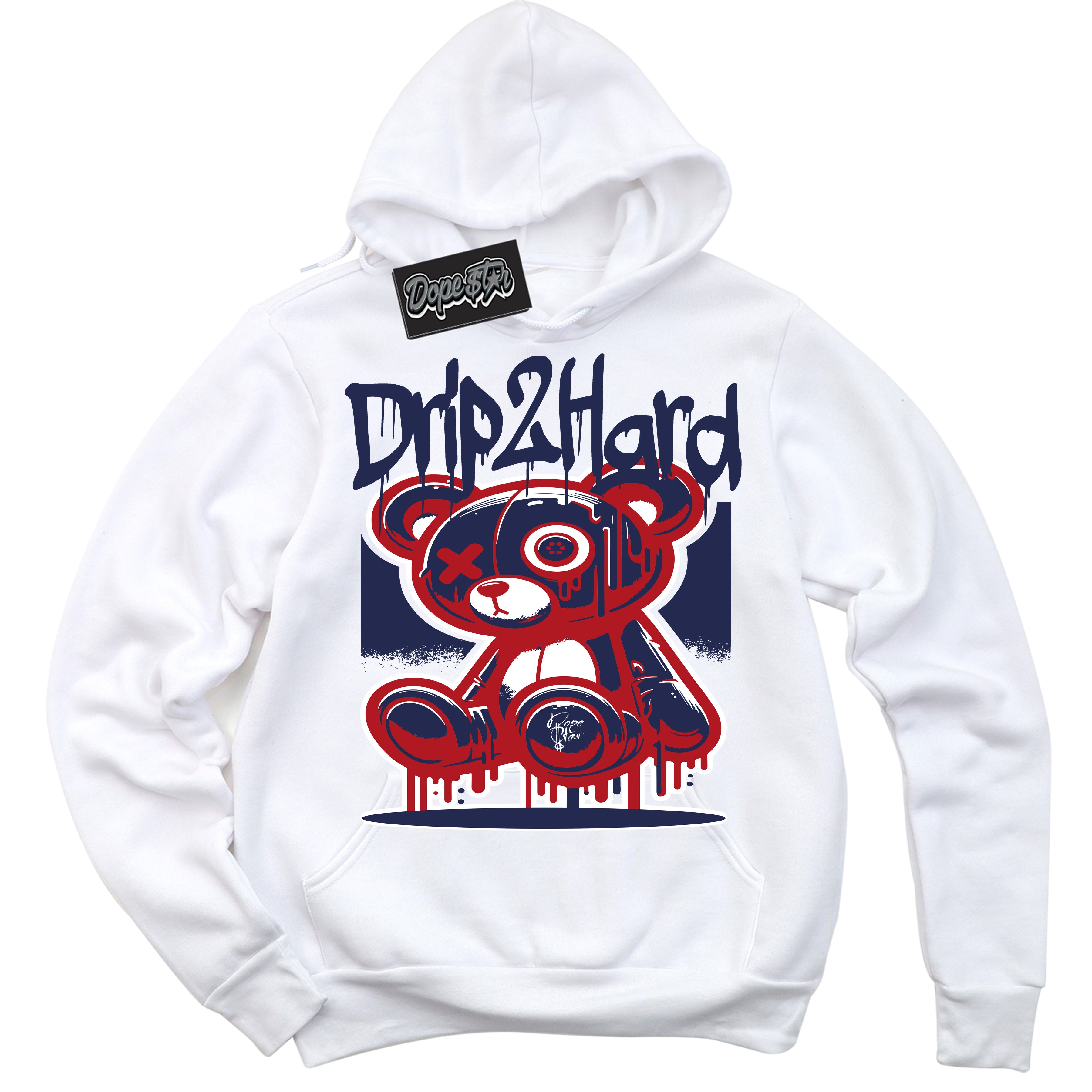 Cool White Hoodie with “Drip 2 Hard” design that Perfectly Matches Howard University 1s Jordans.