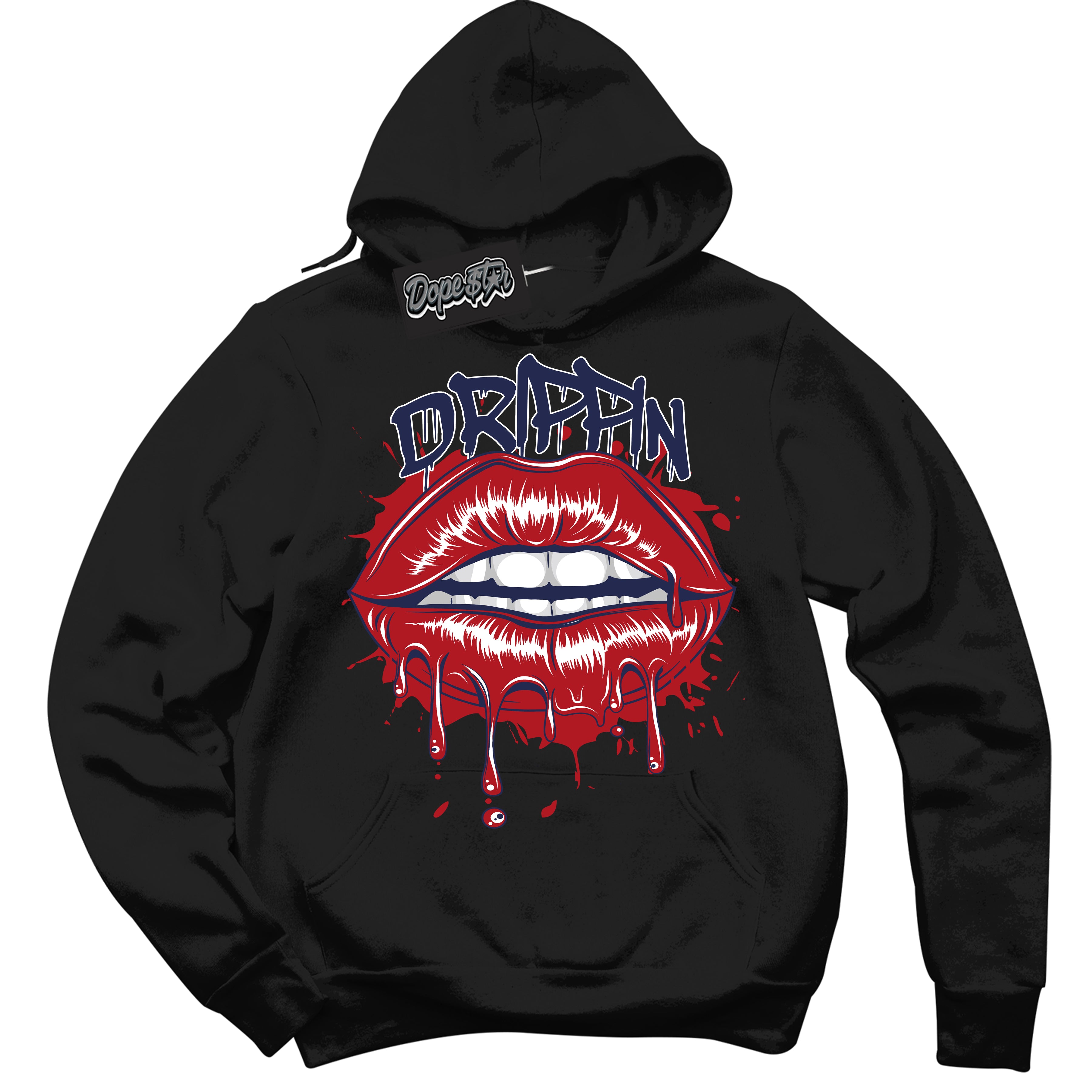 Cool Black Hoodie with “Drippin” design that Perfectly Matches Howard University 1s Jordans.