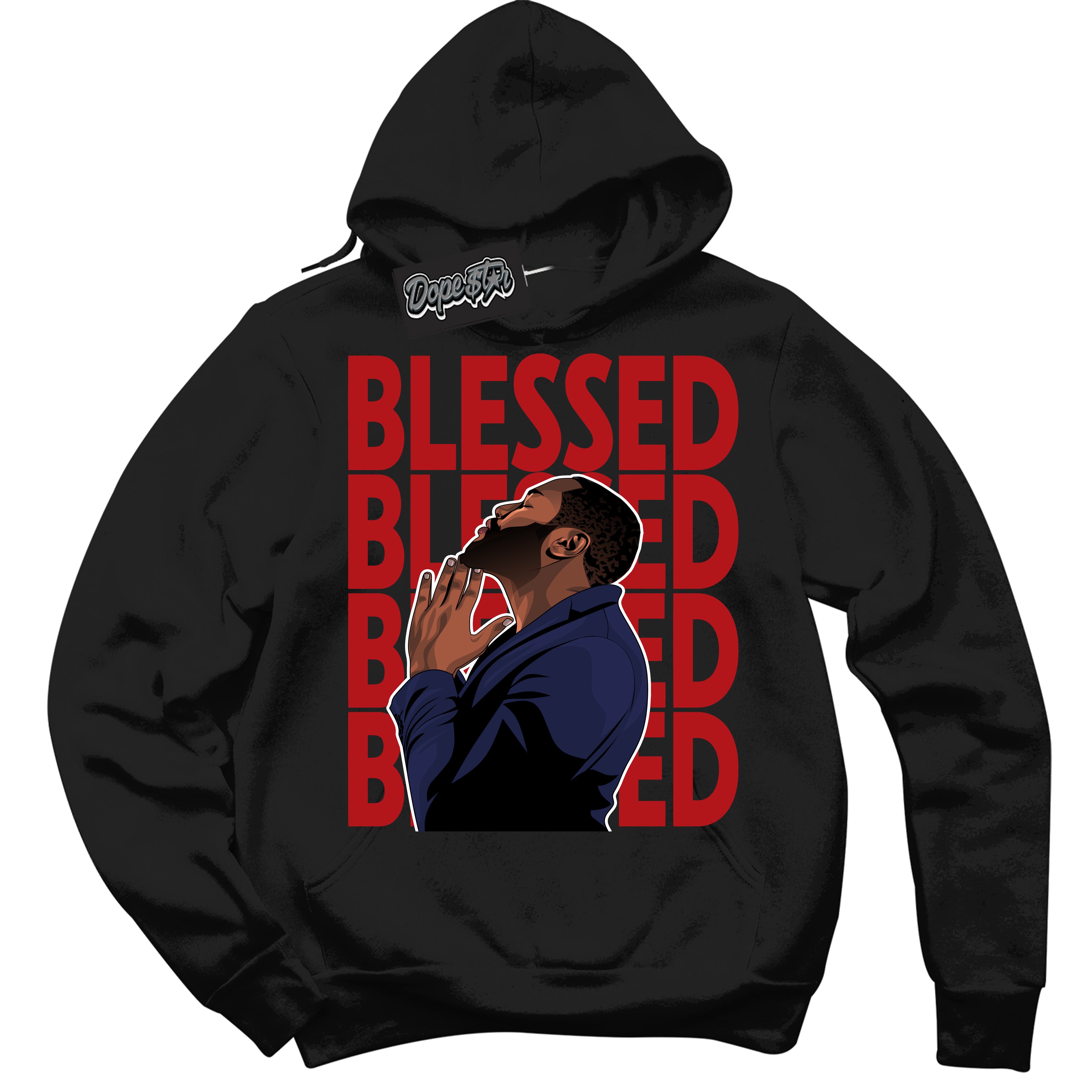 Cool Black Hoodie with “God Blessed” design that Perfectly Matches Howard University 1s Jordans.