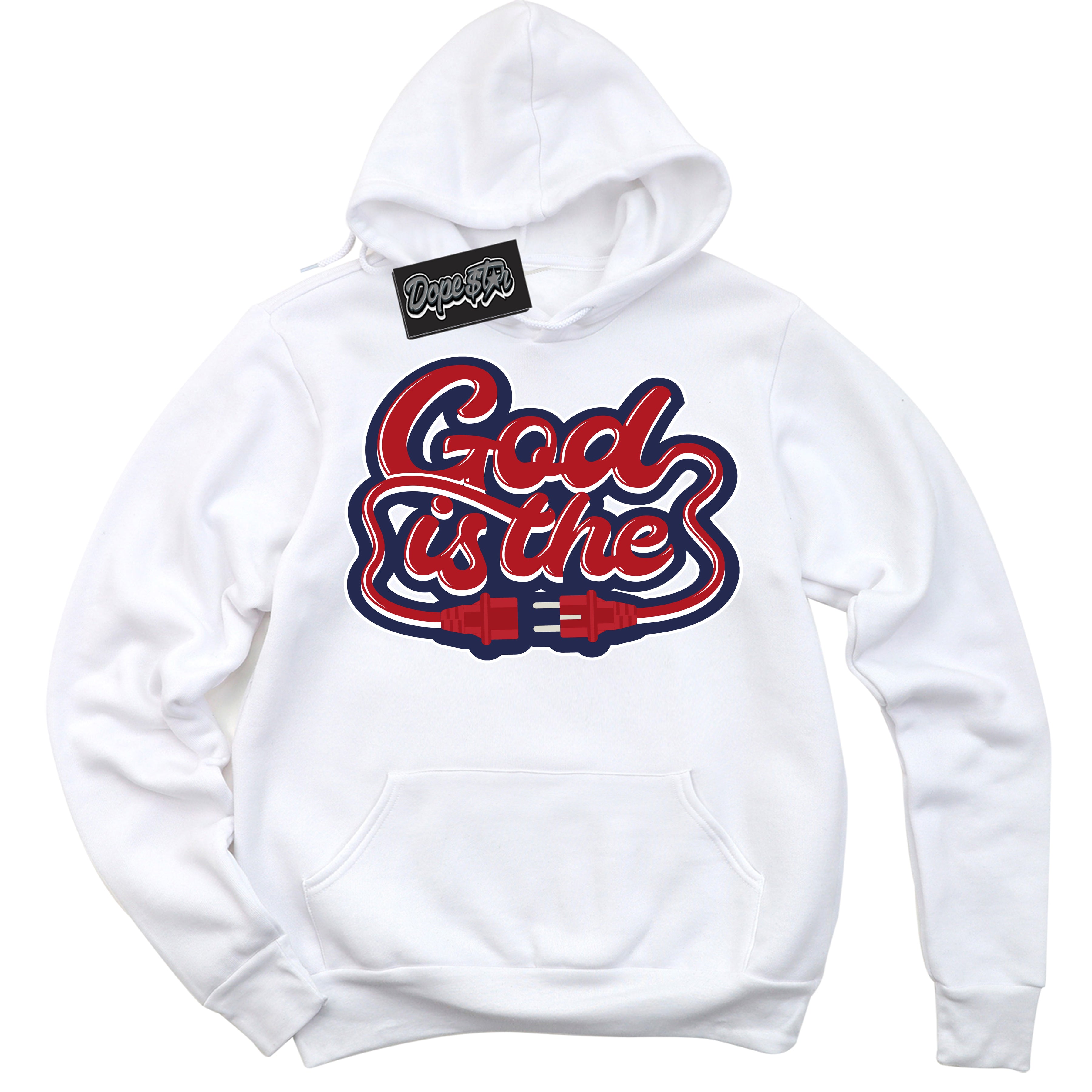 Cool White Hoodie with “God Is The” design that Perfectly Matches Howard University 1s Jordans.