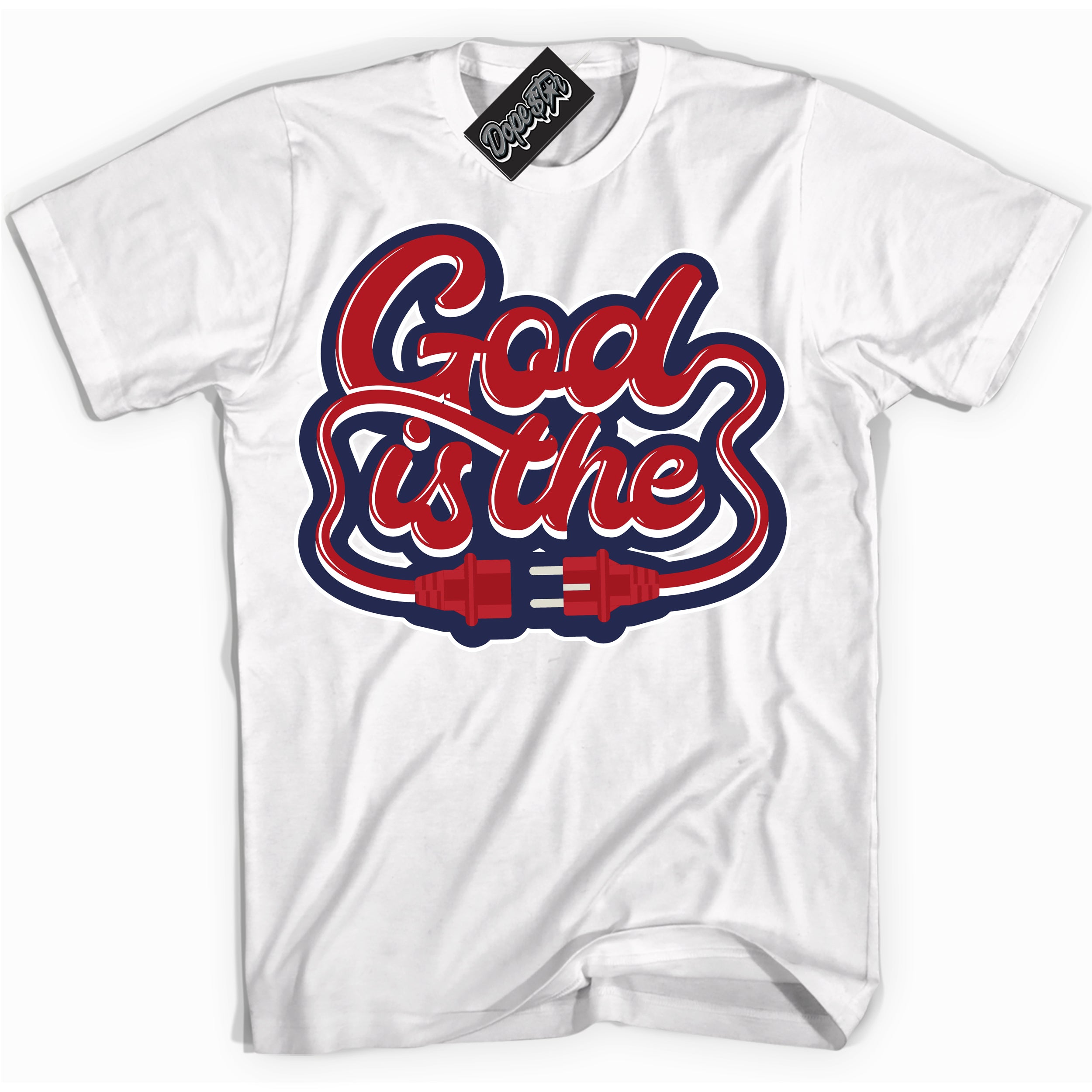 Cool White Shirt with “God Is The” design that perfectly matches the Howard University 1s Jordans.