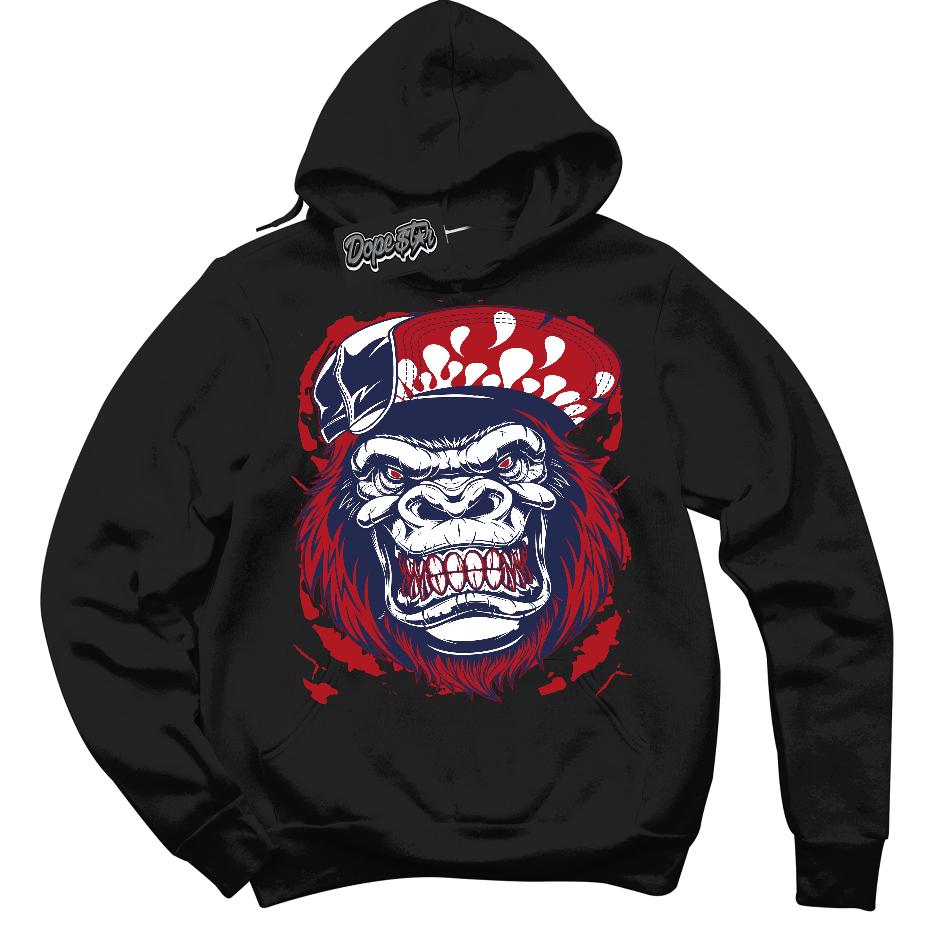 Cool Black Hoodie with “Gorilla Beast” design that Perfectly Matches Howard University 1s Jordans.