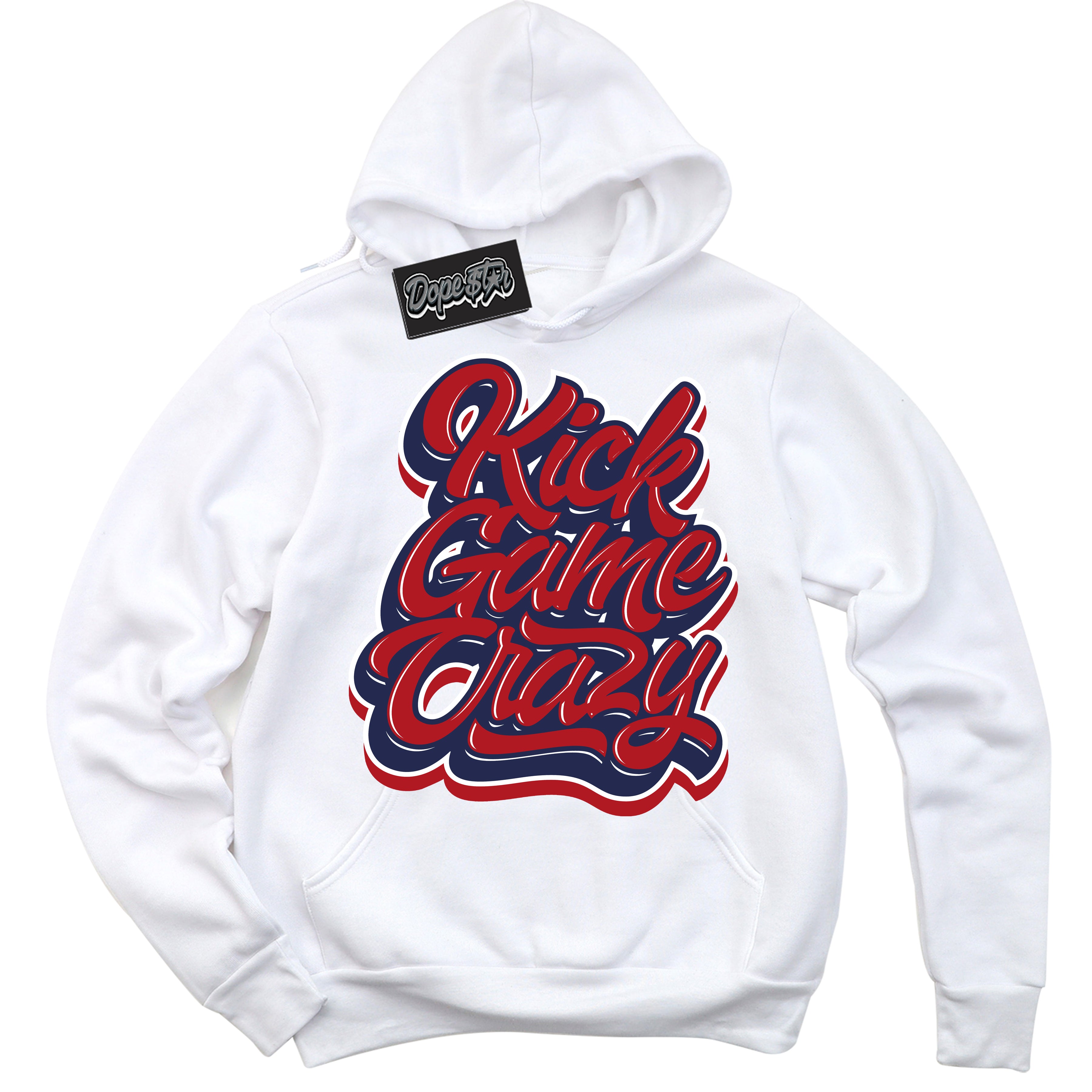 Cool White Hoodie with “Kick Game Crazy” design that Perfectly Matches Howard University 1s Jordans.