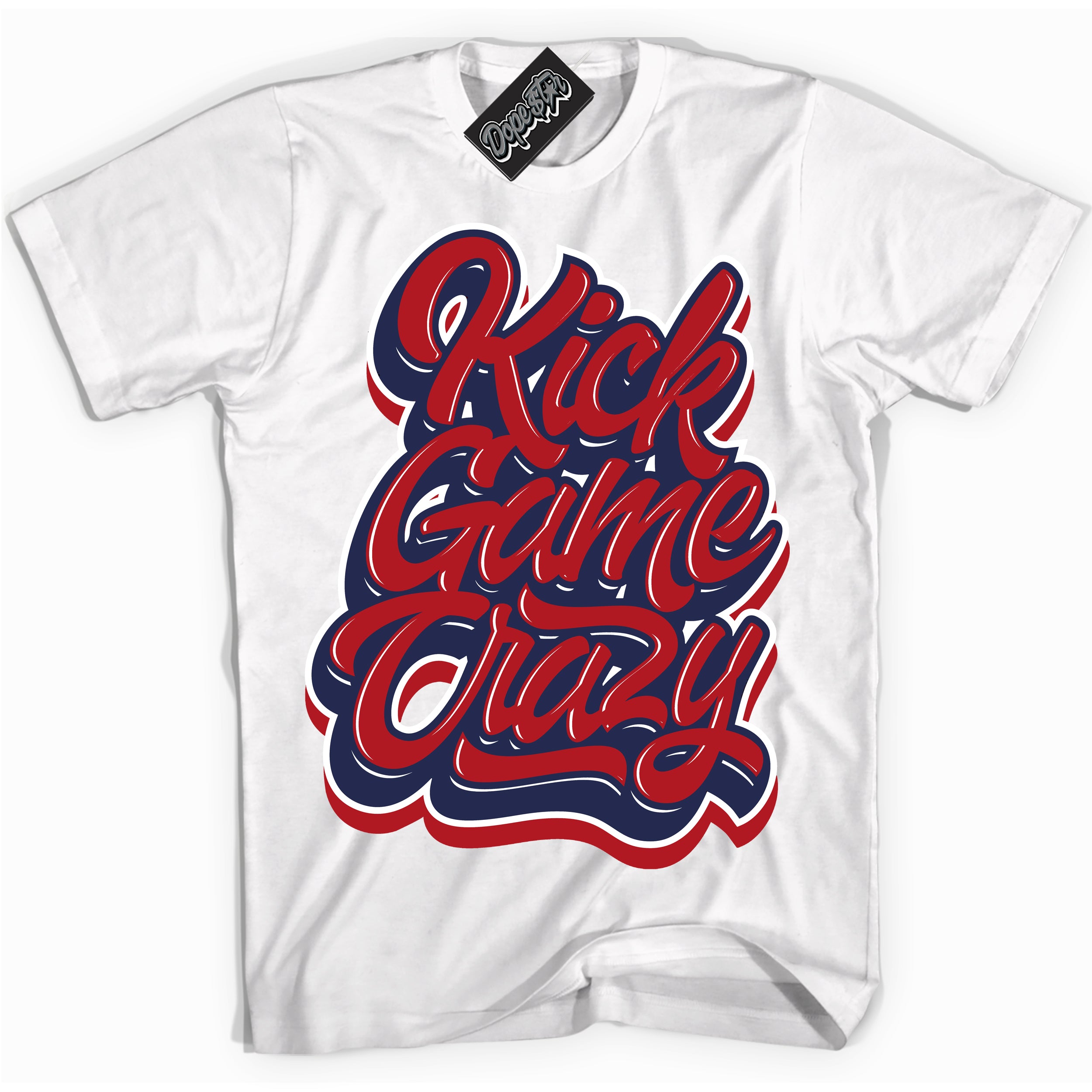 Cool White Shirt with “Kick Game Crazy” design that perfectly matches the Howard University 1s Jordans.