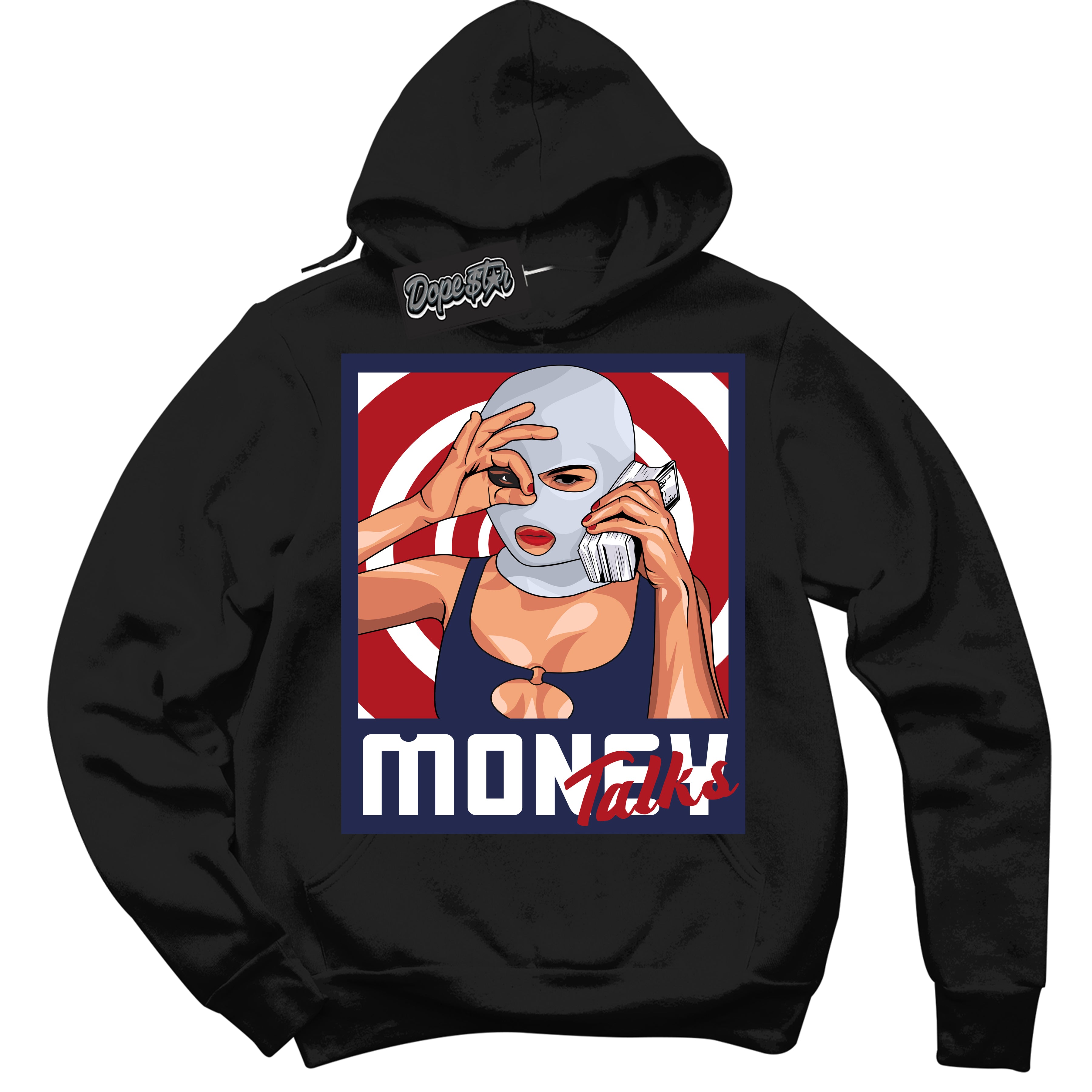 Cool Black Hoodie with “Money Talks” design that Perfectly Matches Howard University 1s Jordans.