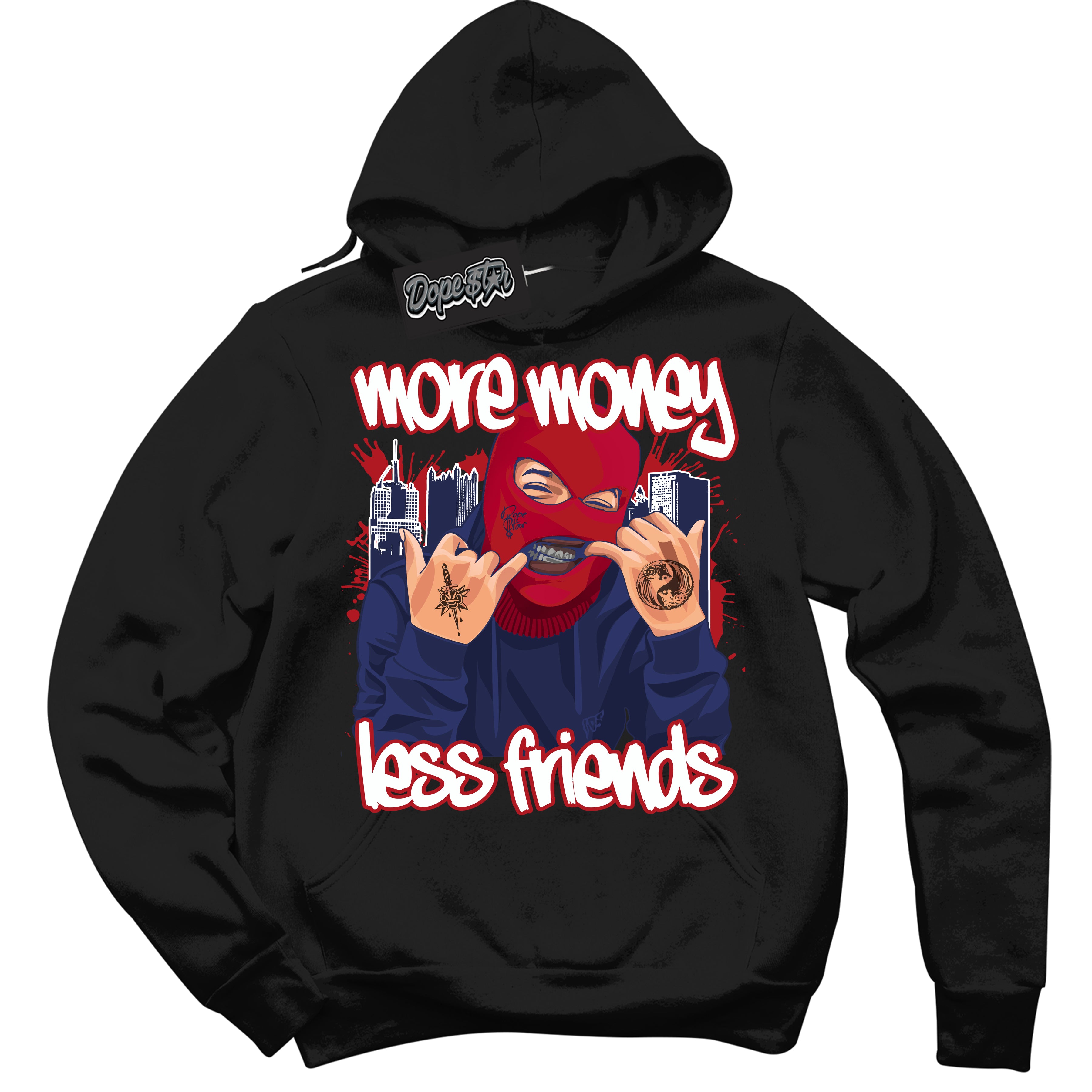 Cool Black Hoodie with “More Money Less Friends” design that Perfectly Matches Howard University 1s Jordans.