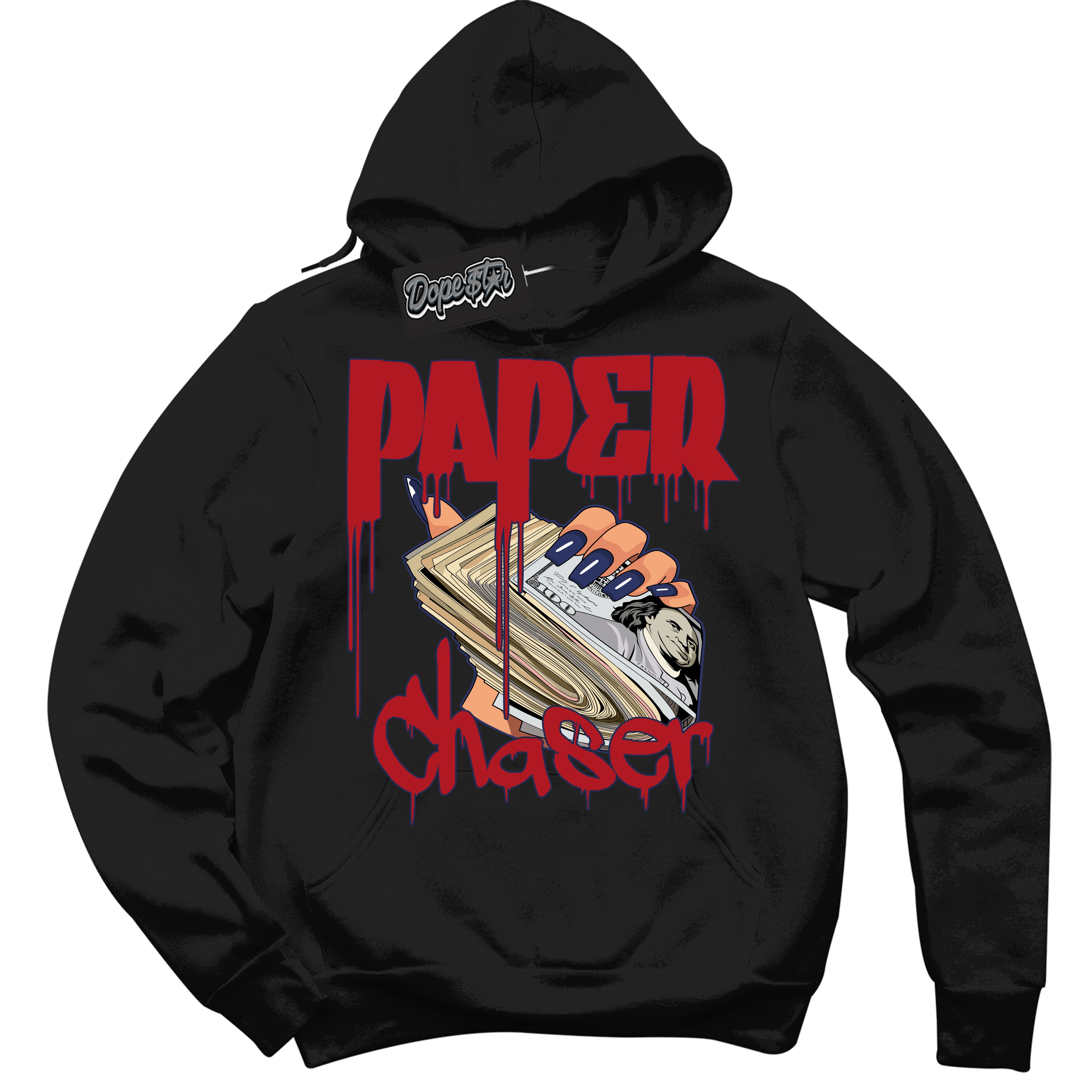 Cool Black Hoodie with “Paper Chaser” design that Perfectly Matches Howard University 1s Jordans.