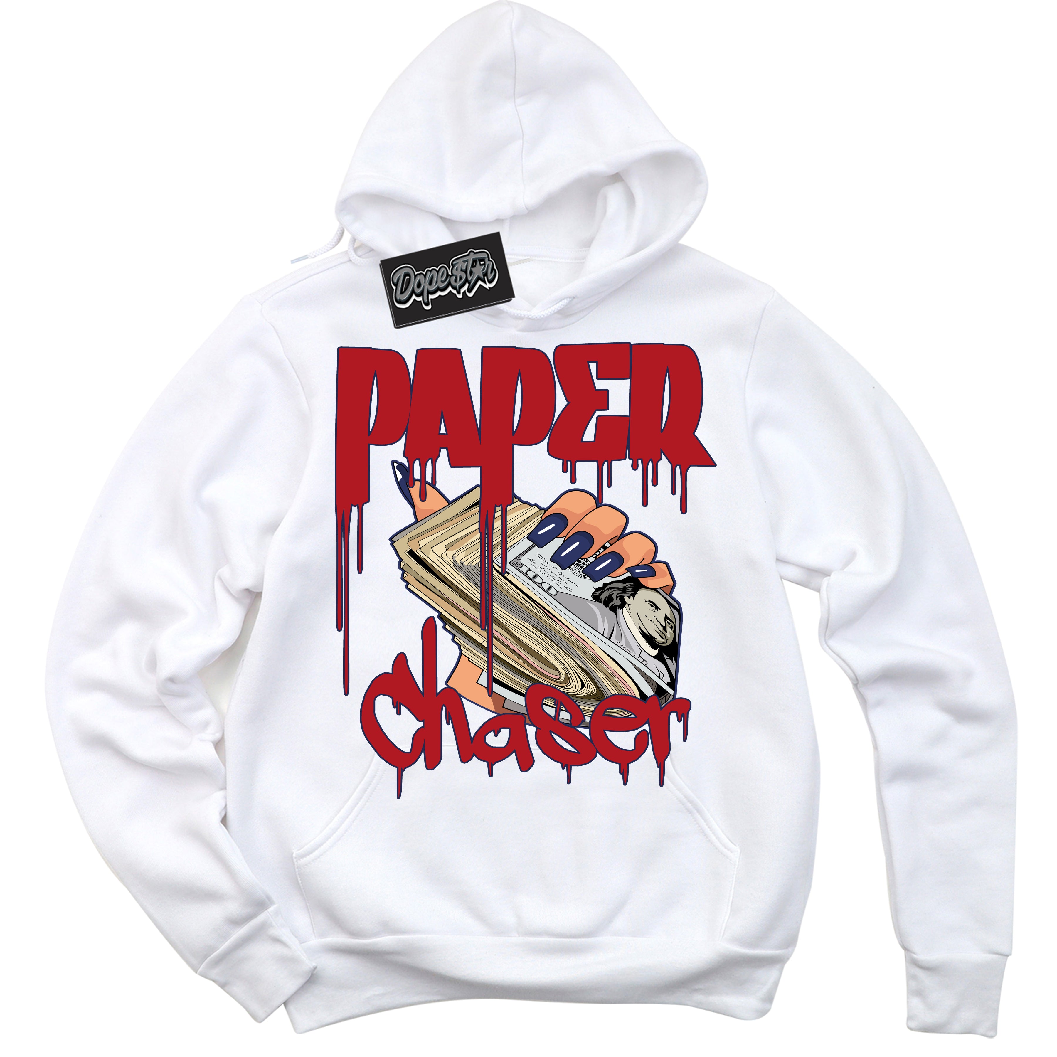 Cool White Hoodie with “Paper Chaser” design that Perfectly Matches Howard University 1s Jordans.