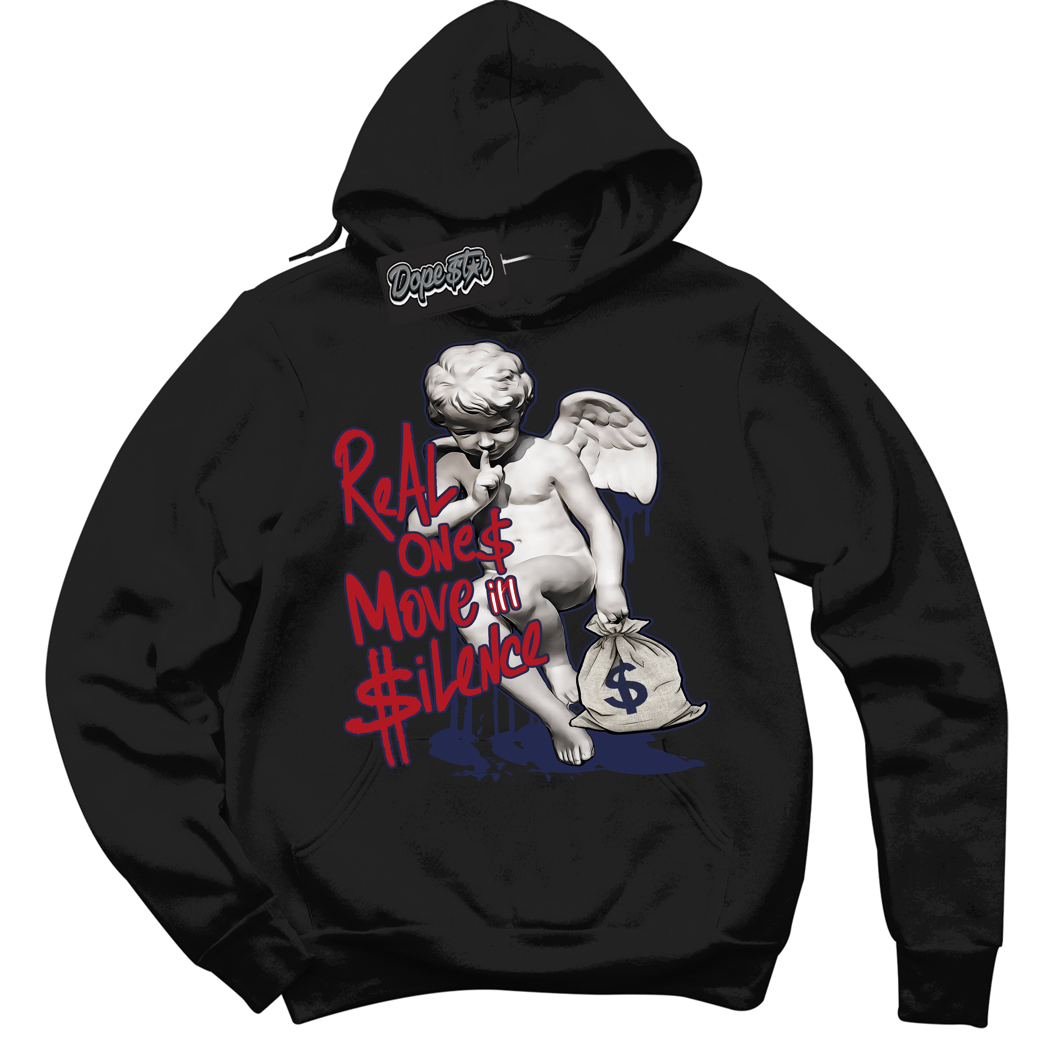 Cool Black Hoodie with “Real Ones Cherub” design that Perfectly Matches Howard University 1s Jordans.