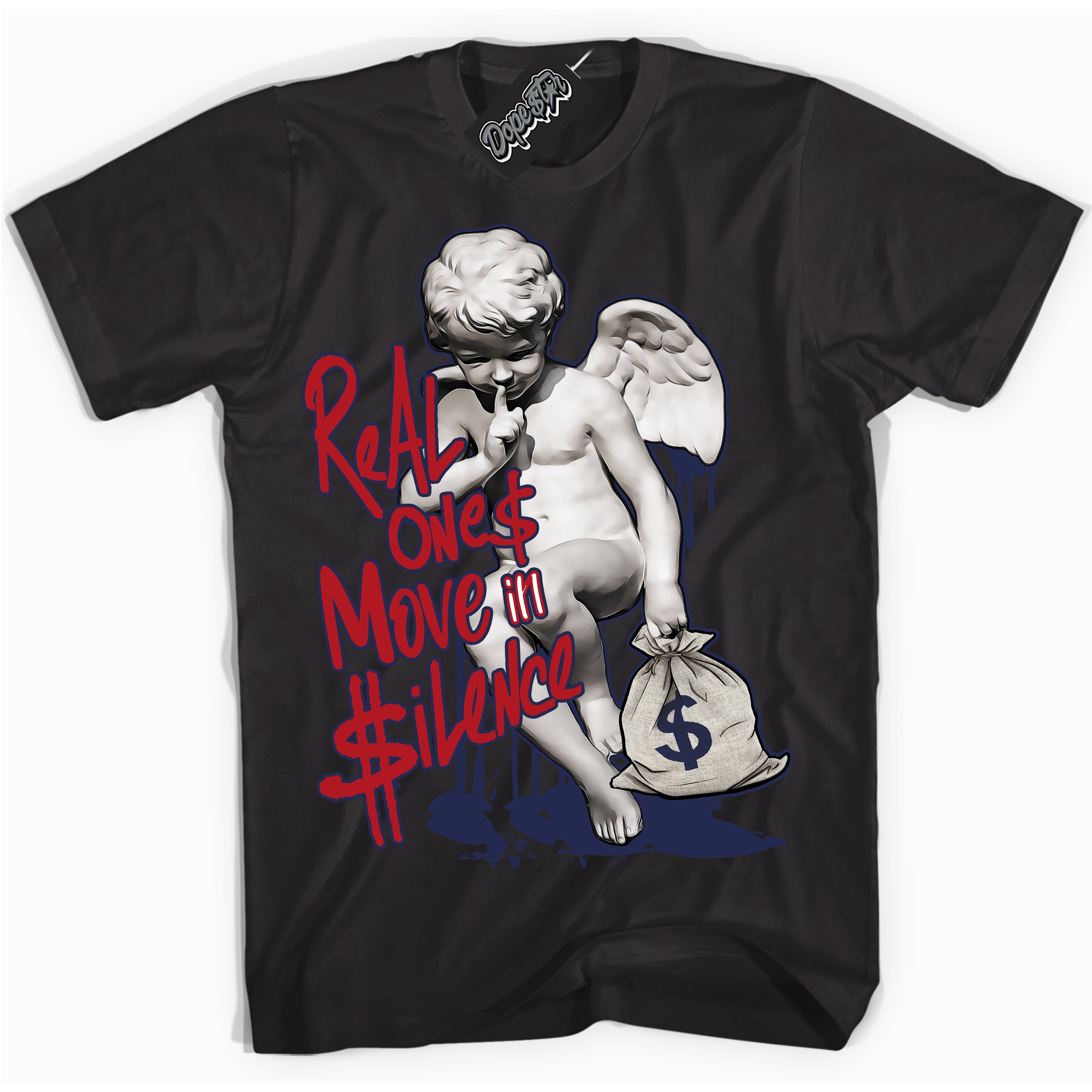 Cool Black Shirt with “Real Ones Cherub” design that perfectly matches the Howard University 1s Jordans.