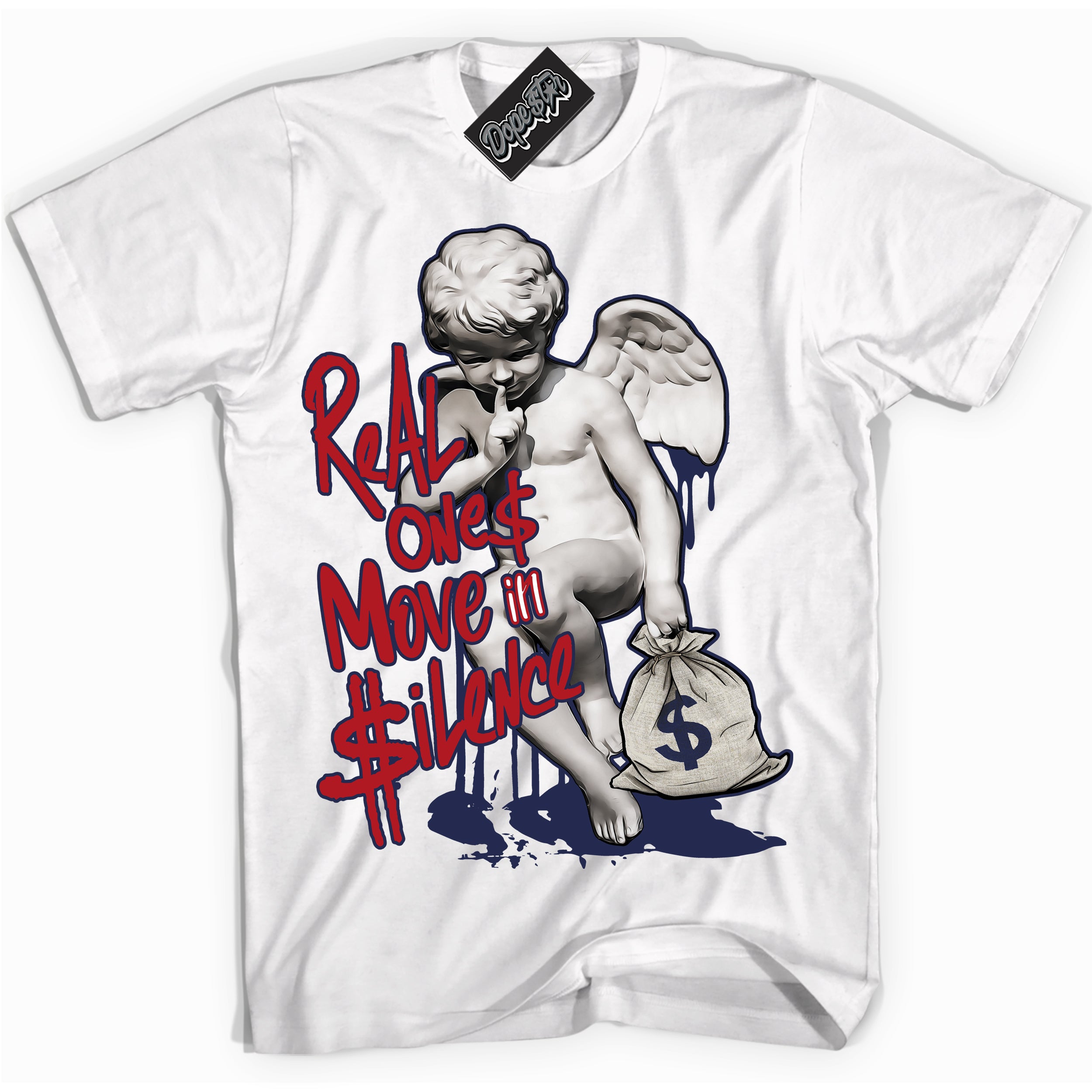 Cool White Shirt with “Real Ones Cherub” design that perfectly matches the Howard University 1s Jordans.