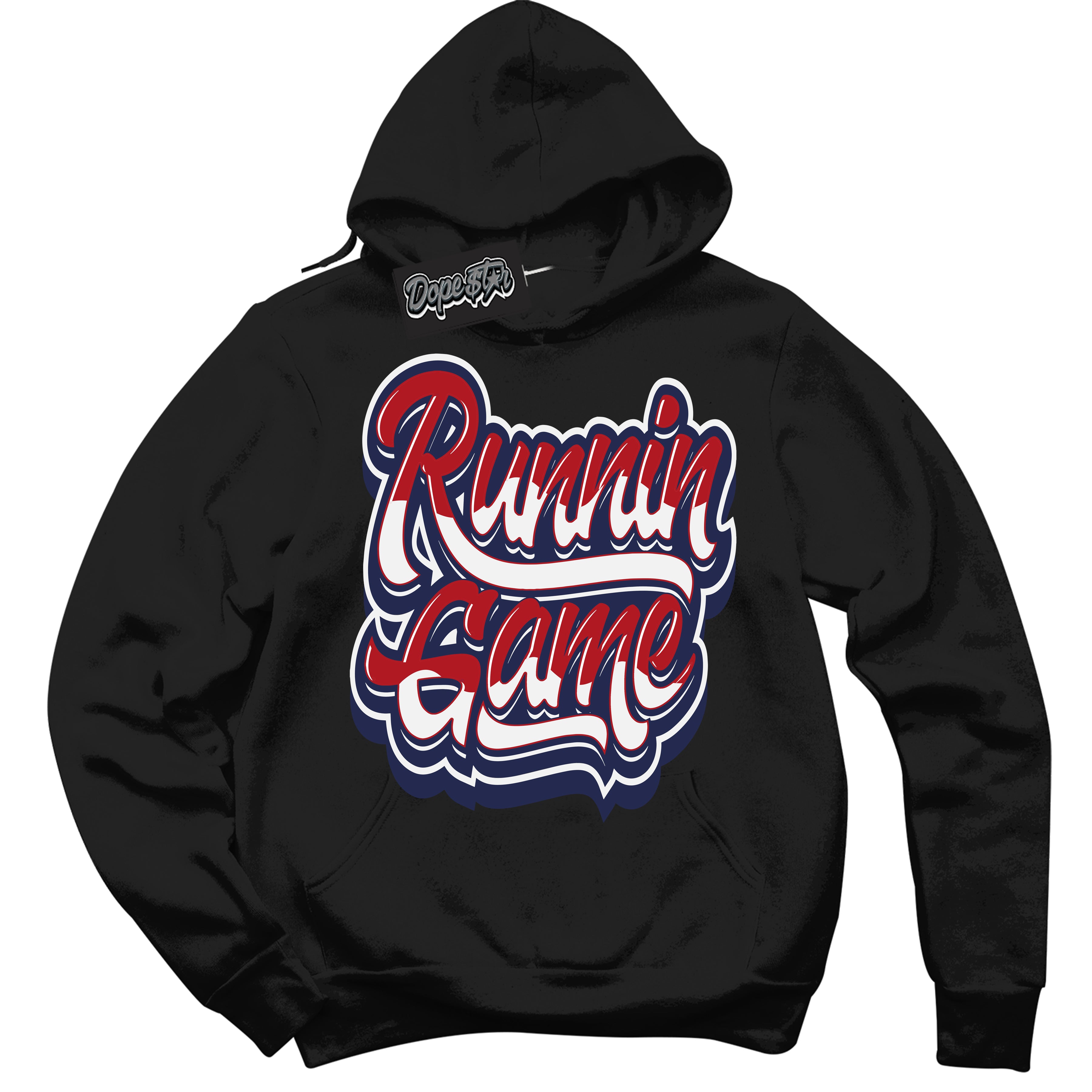 Cool Black Hoodie with “Running Game” design that Perfectly Matches Howard University 1s Jordans.