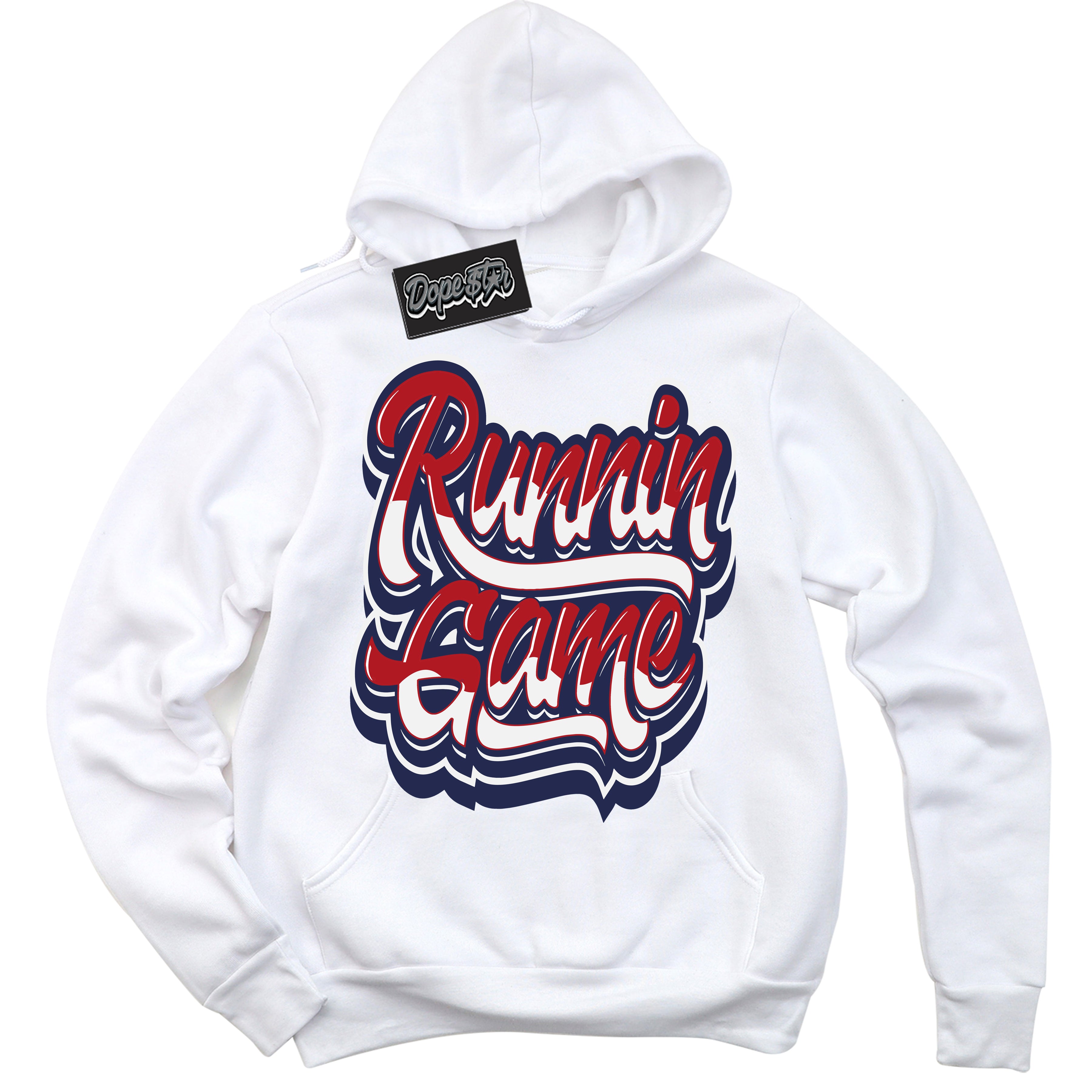 Cool White Hoodie with “Running Game” design that Perfectly Matches Howard University 1s Jordans.