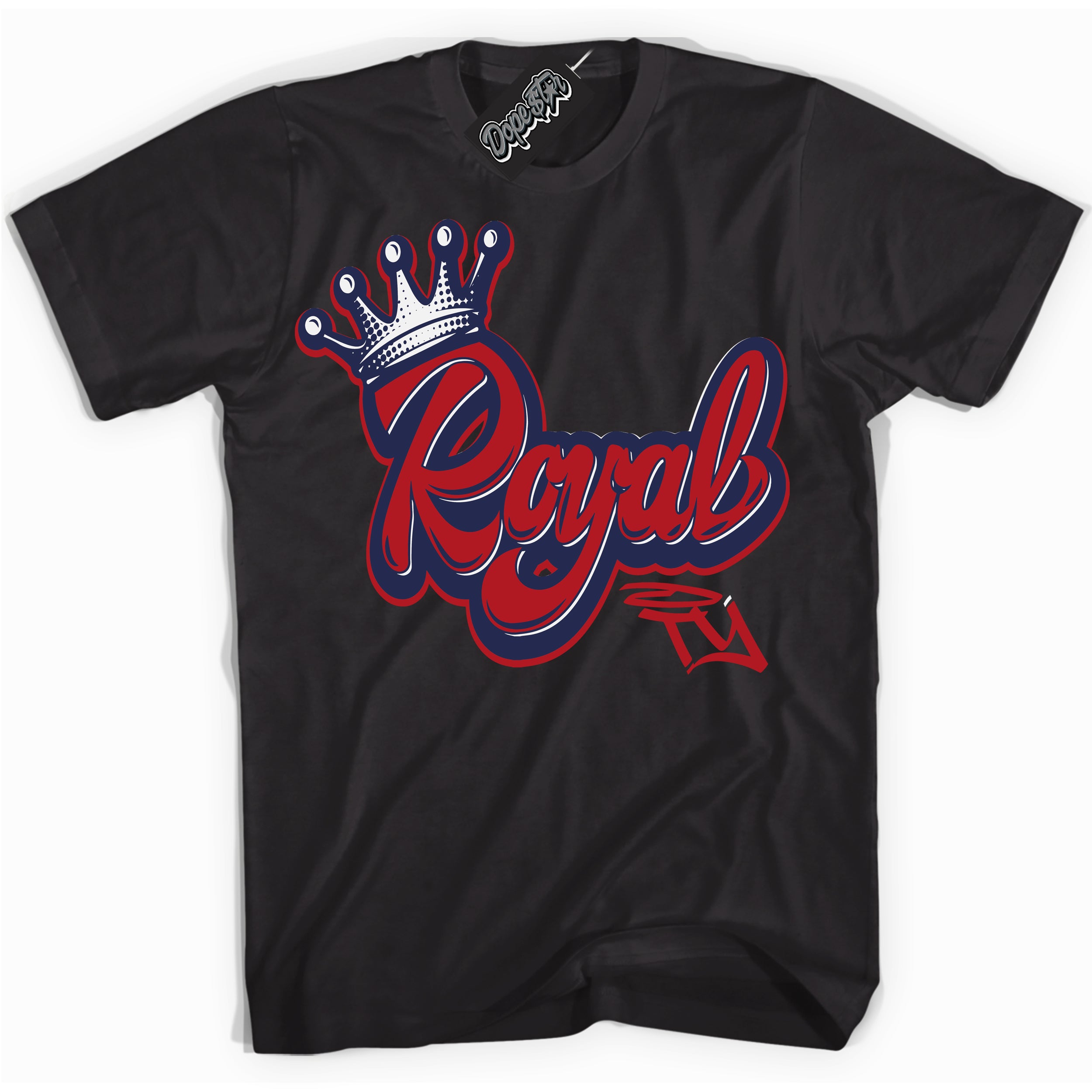 Cool Black Shirt with “Royalty” design that perfectly matches the Howard University 1s Jordans.