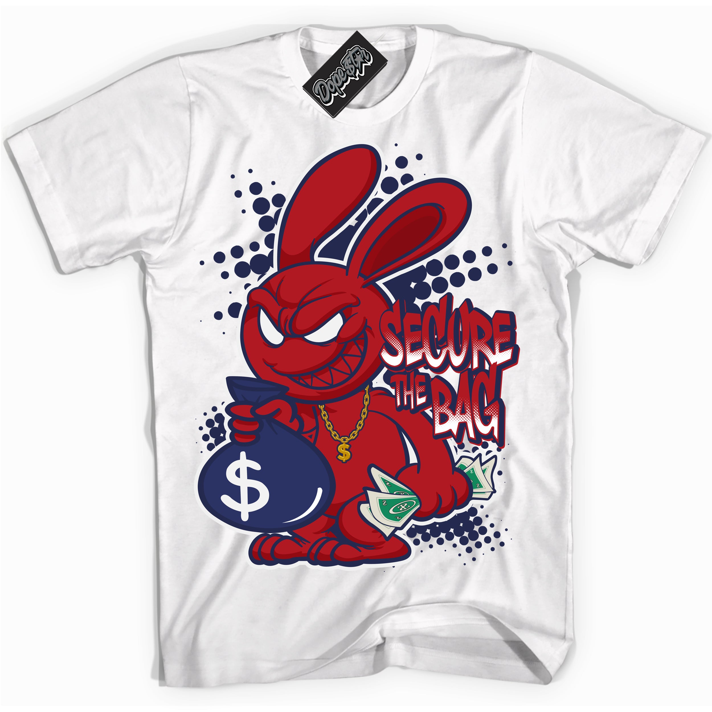 Cool White Shirt with “Secure The Bag” design that perfectly matches the Howard University 1s Jordans.