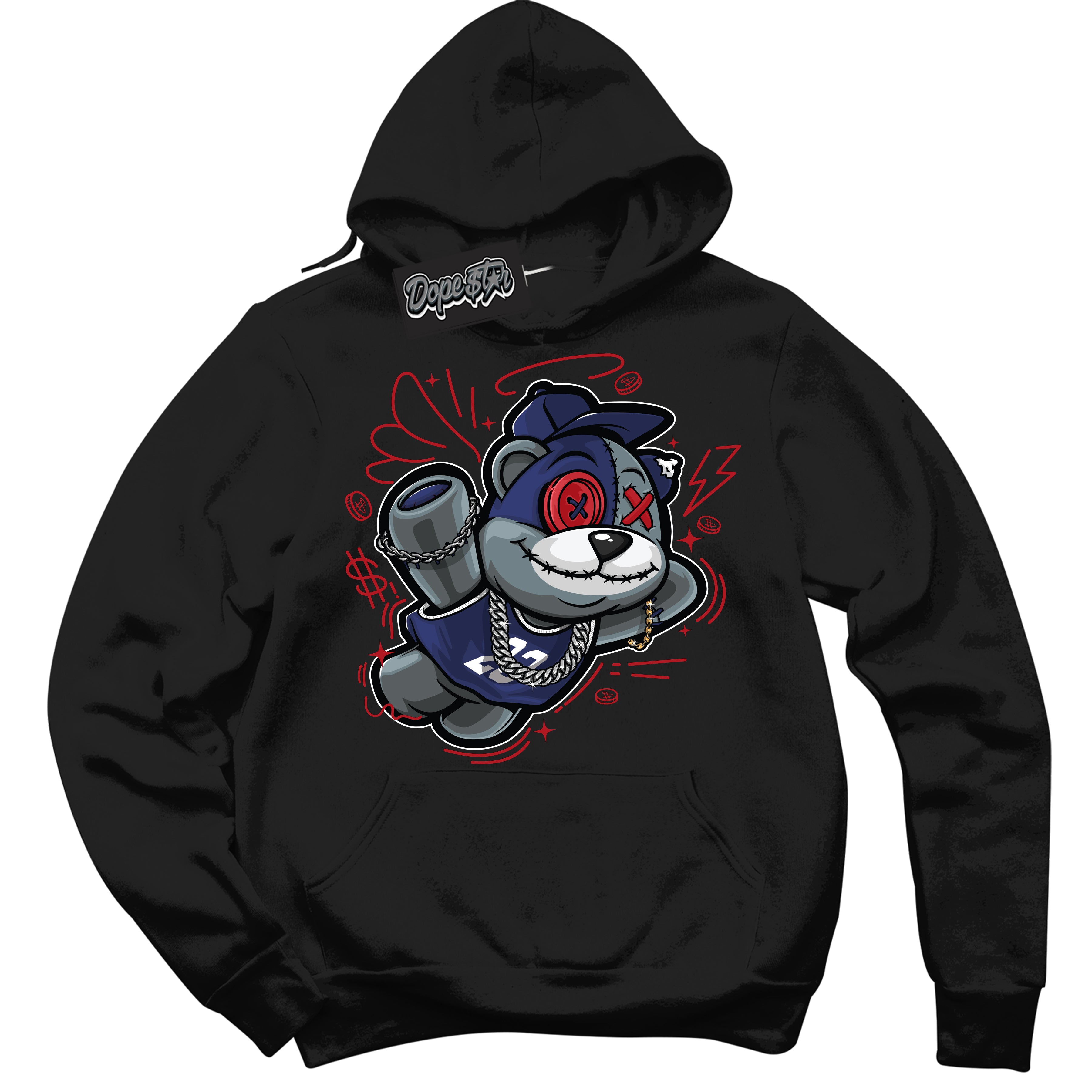 Cool Black Hoodie with “Slam Dunk Bear” design that Perfectly Matches Howard University 1s Jordans.