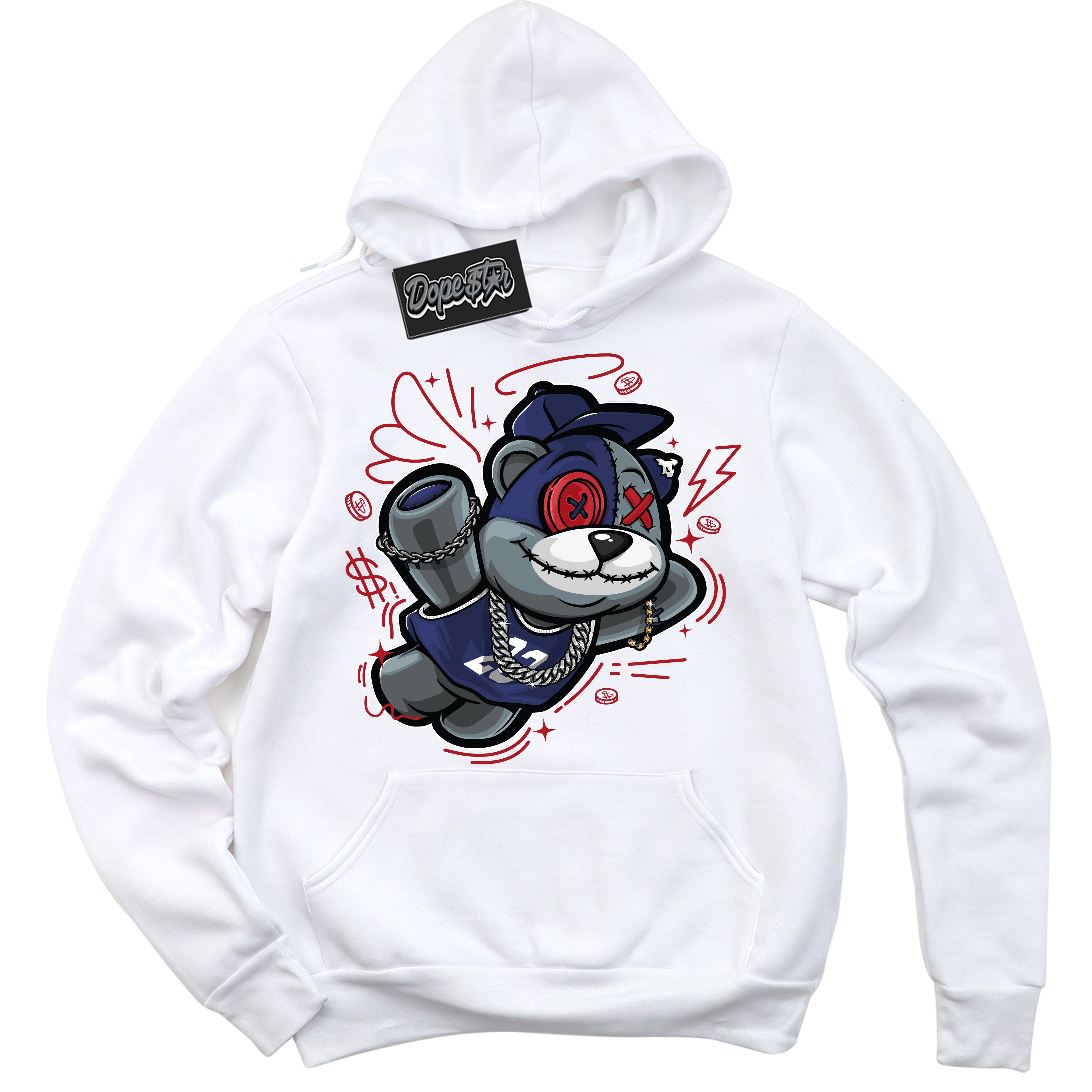 Cool White Hoodie with “Slam Dunk Bear” design that Perfectly Matches Howard University 1s Jordans.