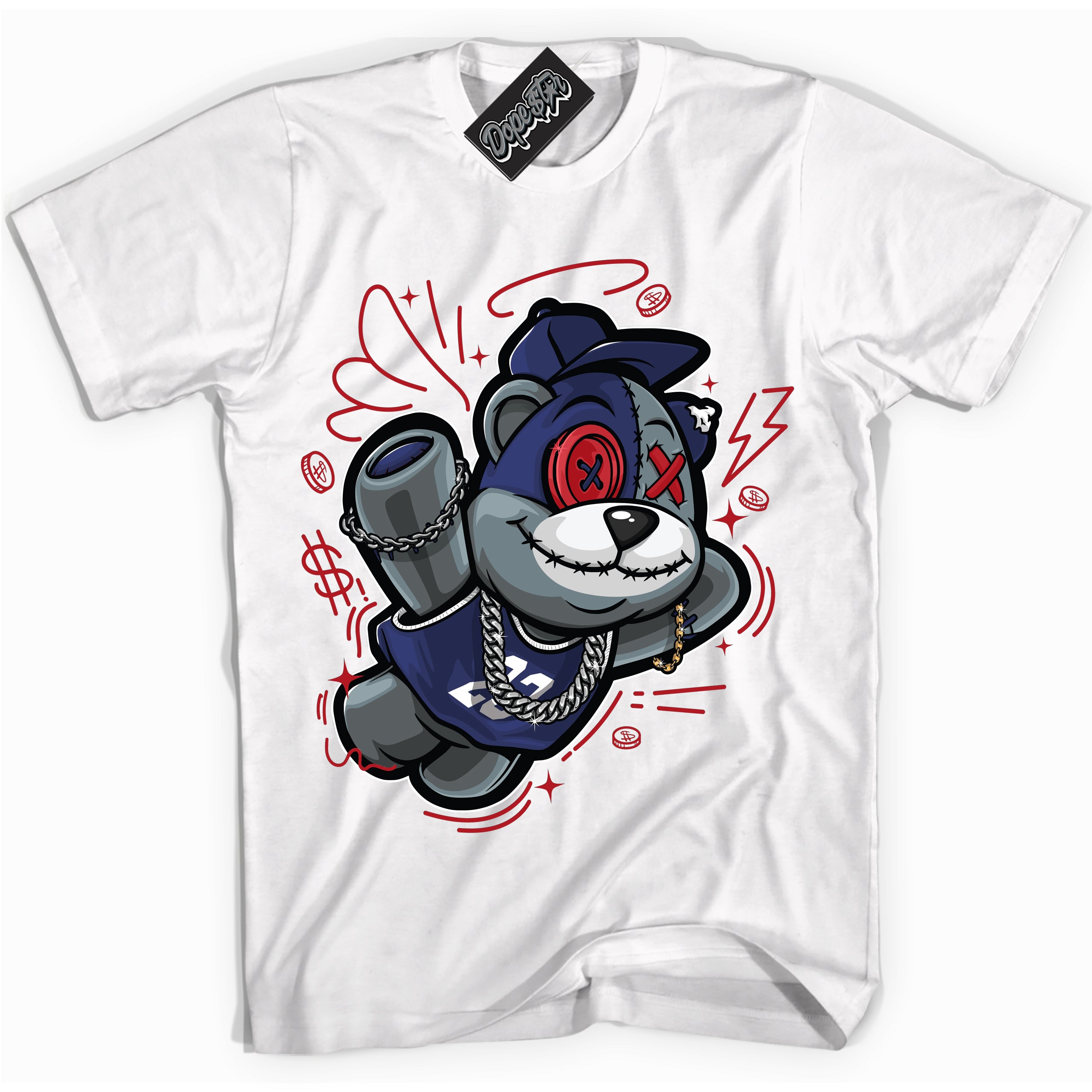 Cool White Shirt with “Slam Dunk Bear” design that perfectly matches the Howard University 1s Jordans.