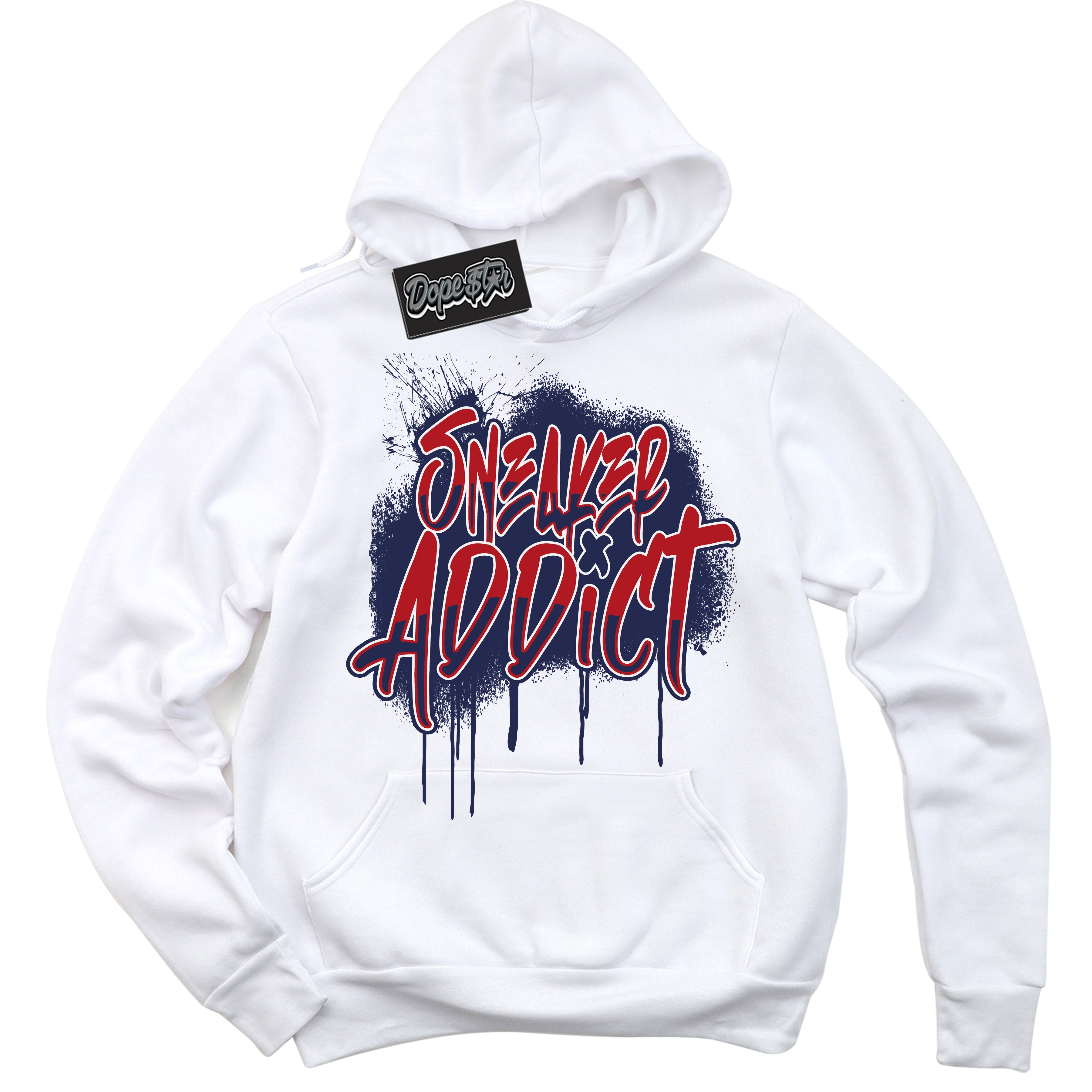 Cool White Hoodie with “Sneaker Addict” design that Perfectly Matches Howard University 1s Jordans.