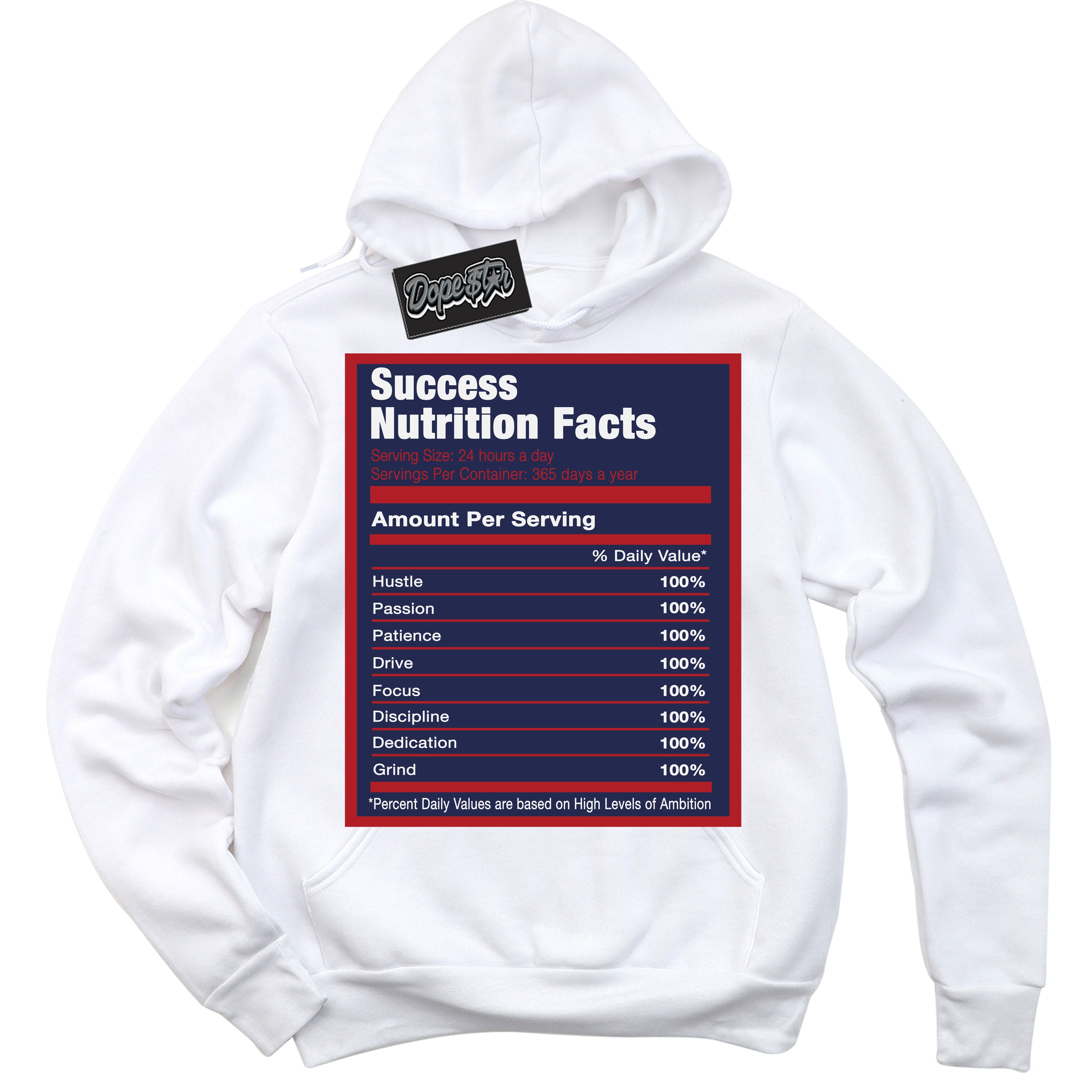 Cool White Hoodie with “Success Nutrition” design that Perfectly Matches Howard University 1s Jordans.