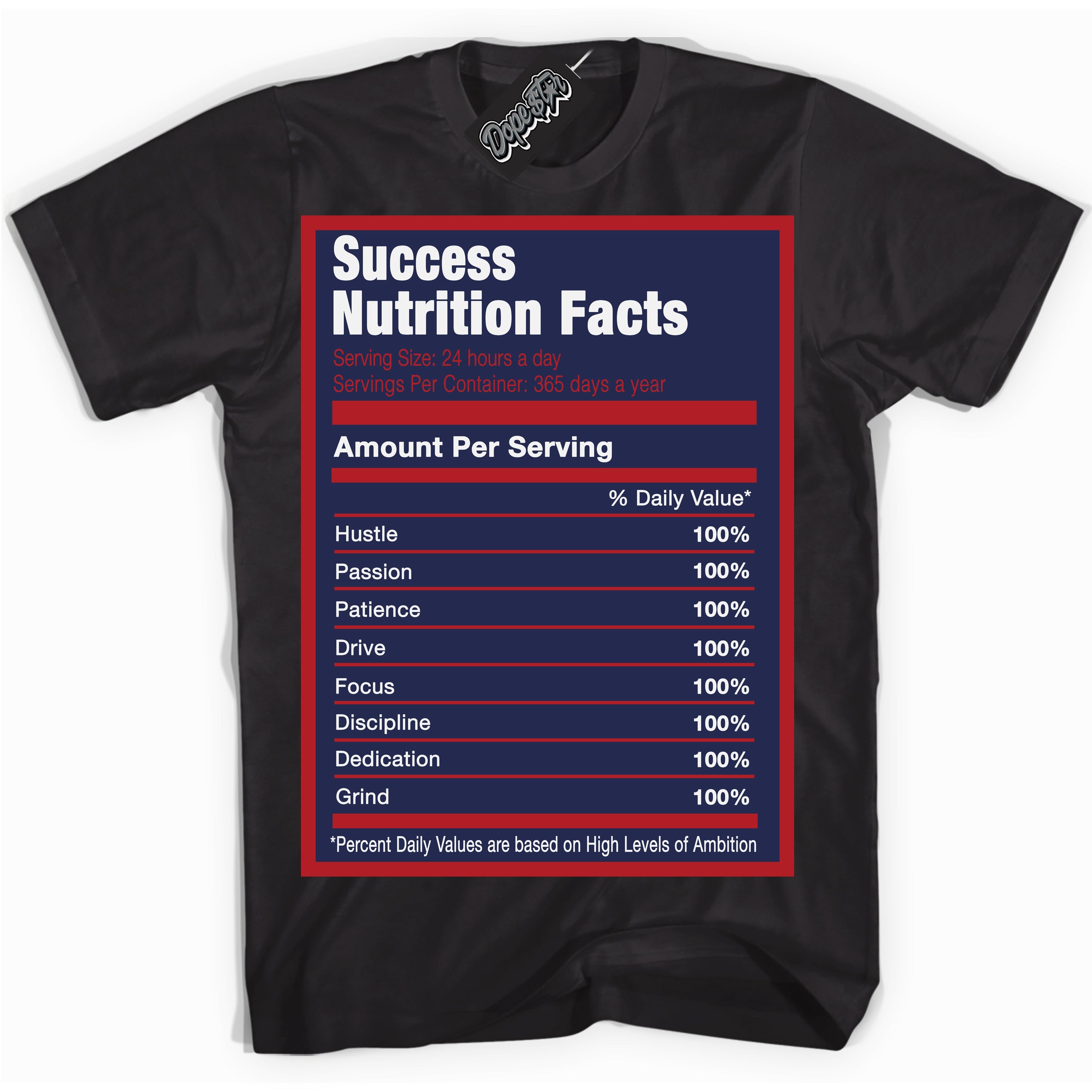 Cool Black Shirt with “Success Nutrition” design that perfectly matches the Howard University 1s Jordans.