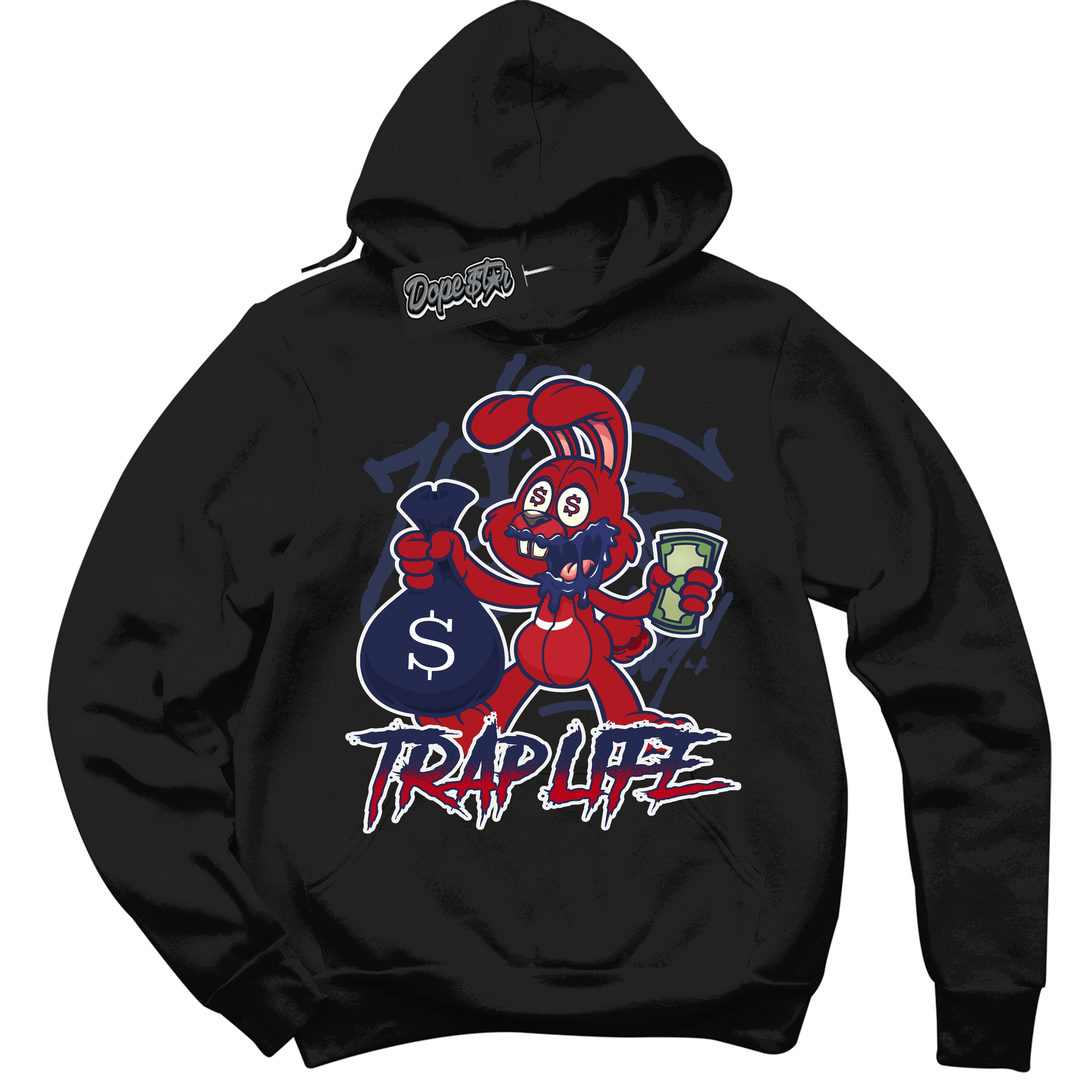 Cool Black Hoodie with “Trap Rabbit” design that Perfectly Matches Howard University 1s Jordans.