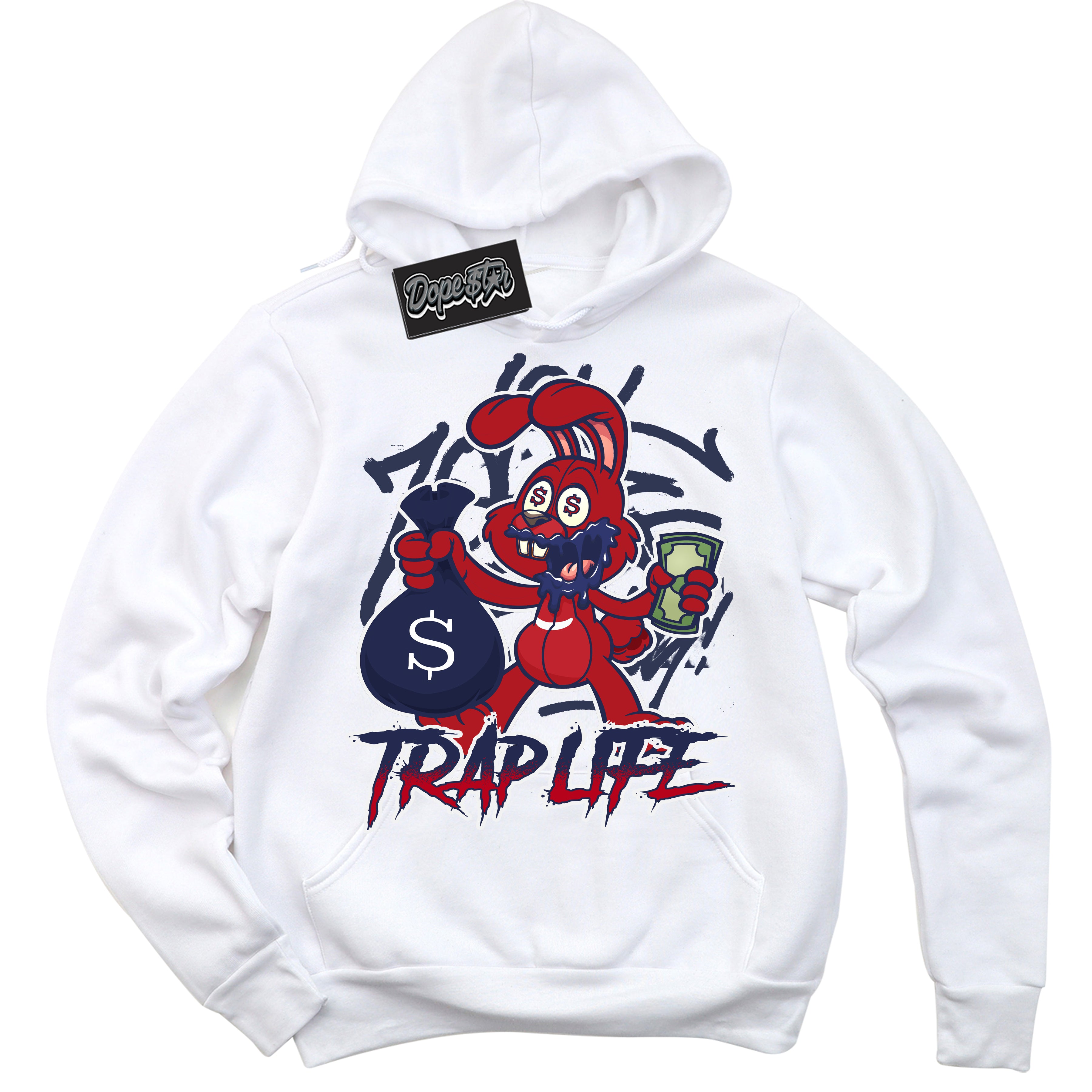 Cool White Hoodie with “Trap Rabbit” design that Perfectly Matches Howard University 1s Jordans.