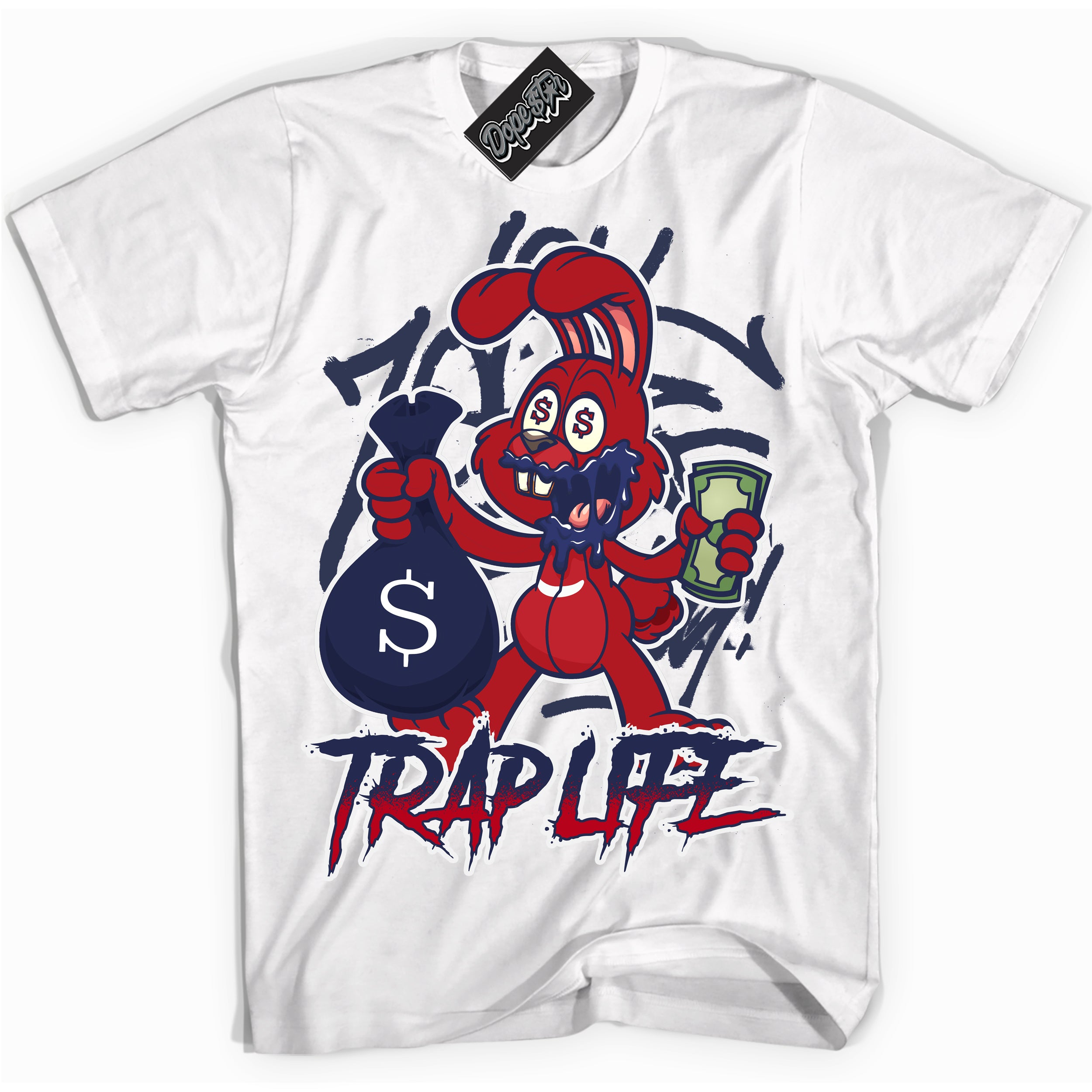 Cool White Shirt with “Trap Rabbit” design that perfectly matches the Howard University 1s Jordans.