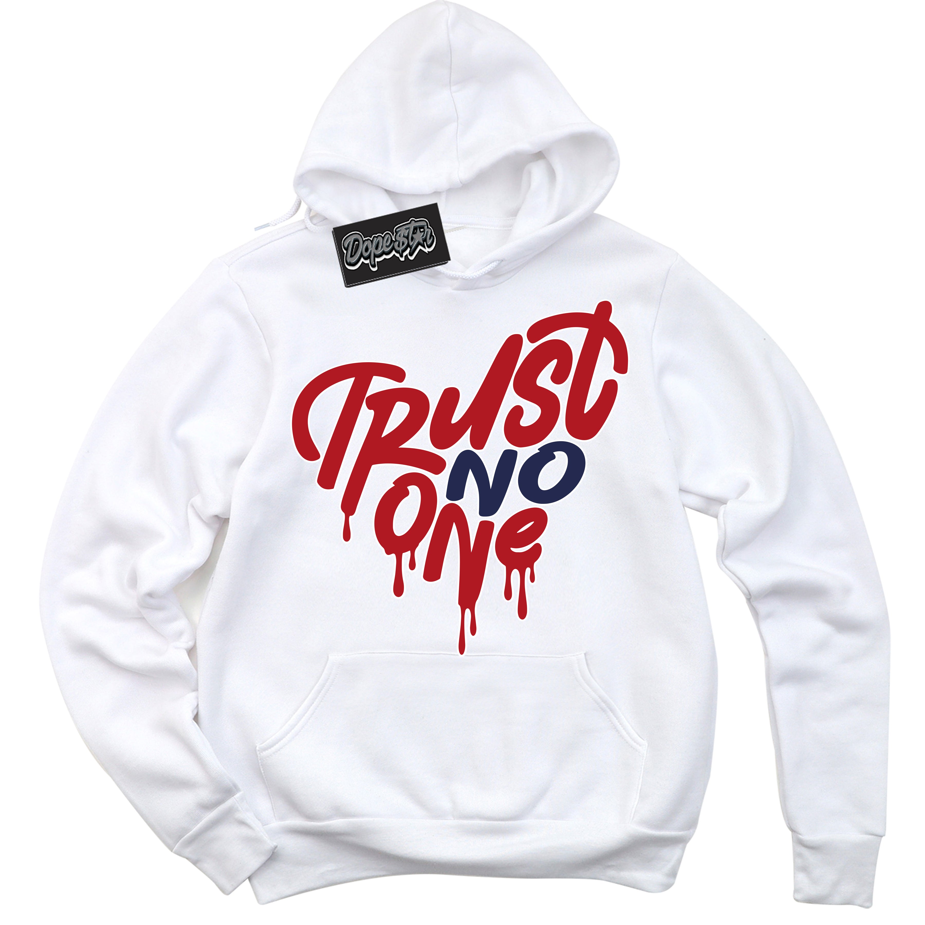 Cool White Hoodie with “Trust No One Heart” design that Perfectly Matches Howard University 1s Jordans.