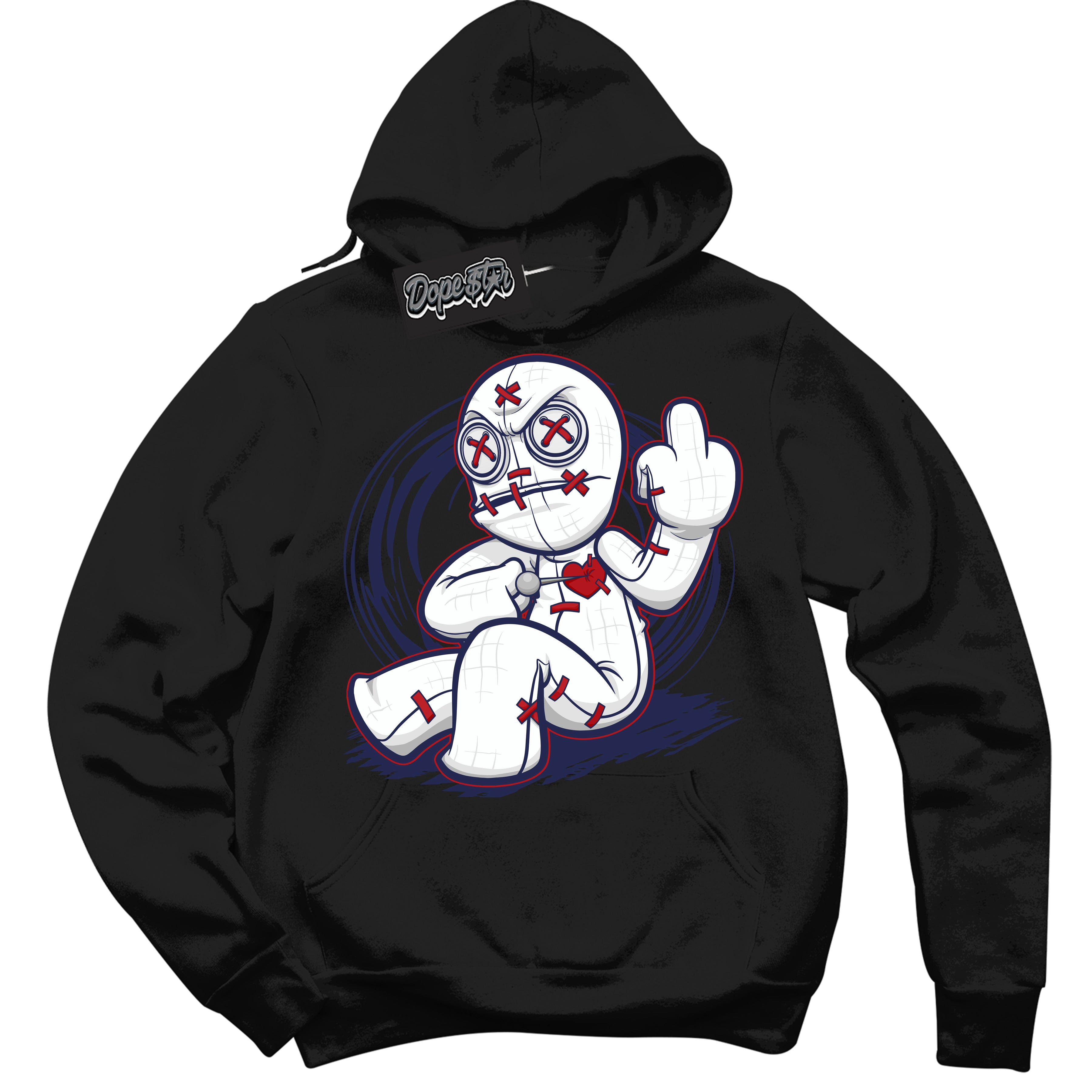 Cool Black Hoodie with “Voodoo Doll” design that Perfectly Matches Howard University 1s Jordans.