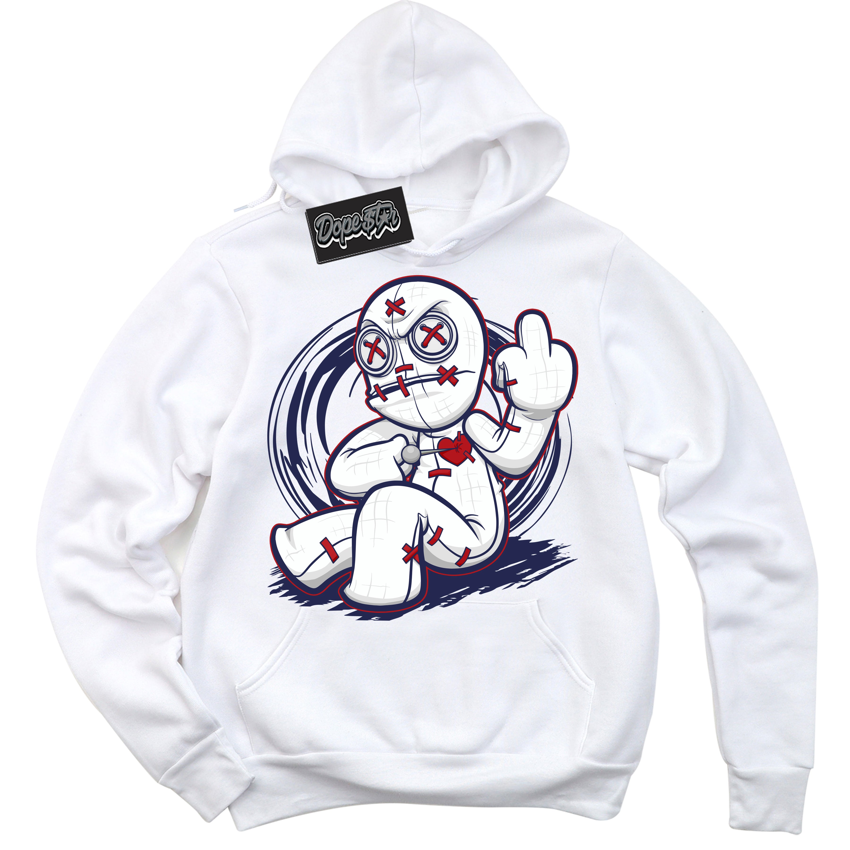 Cool White Hoodie with “Voodoo Doll” design that Perfectly Matches Howard University 1s Jordans.