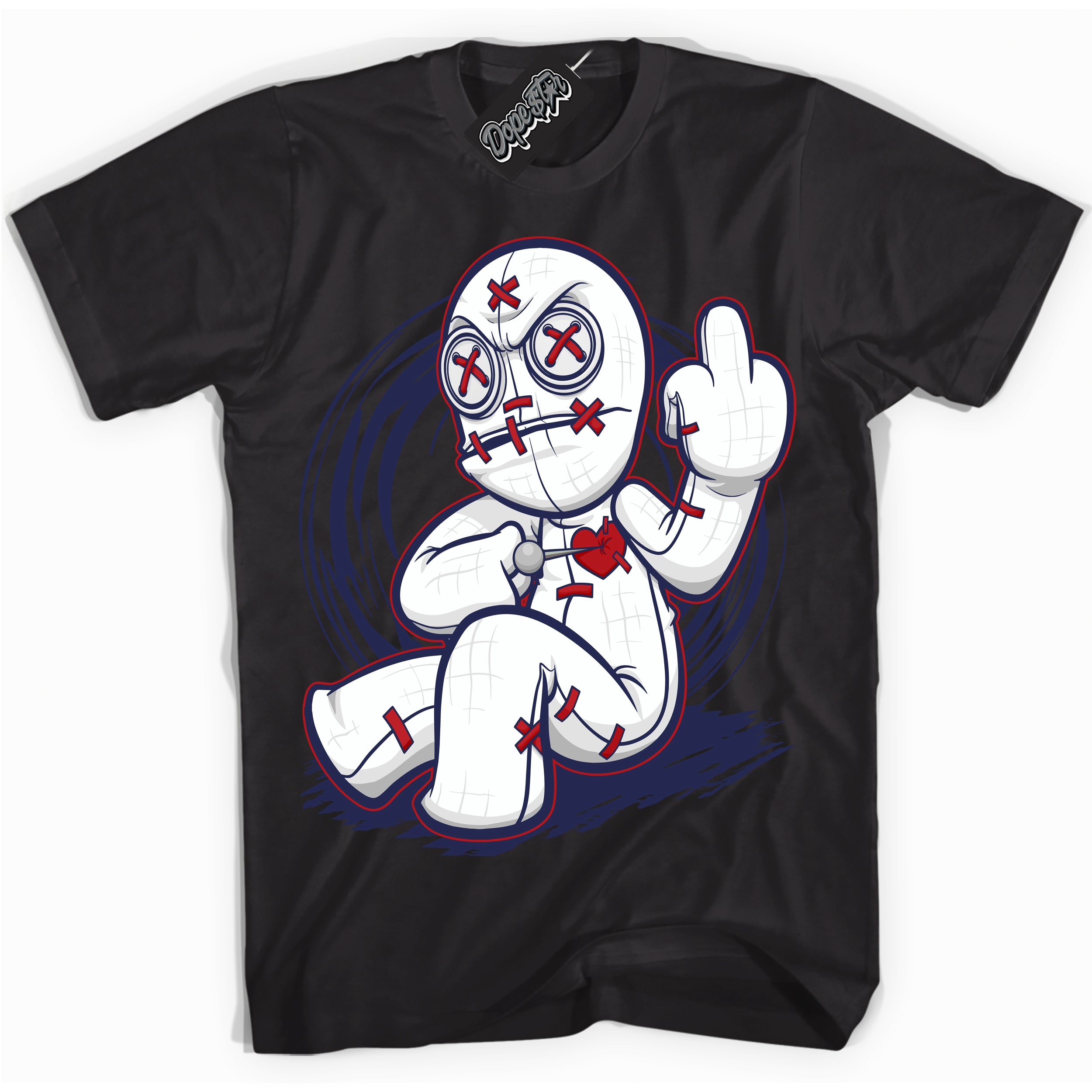 Cool Black Shirt with “Voodoo Doll” design that perfectly matches the Howard University 1s Jordans.