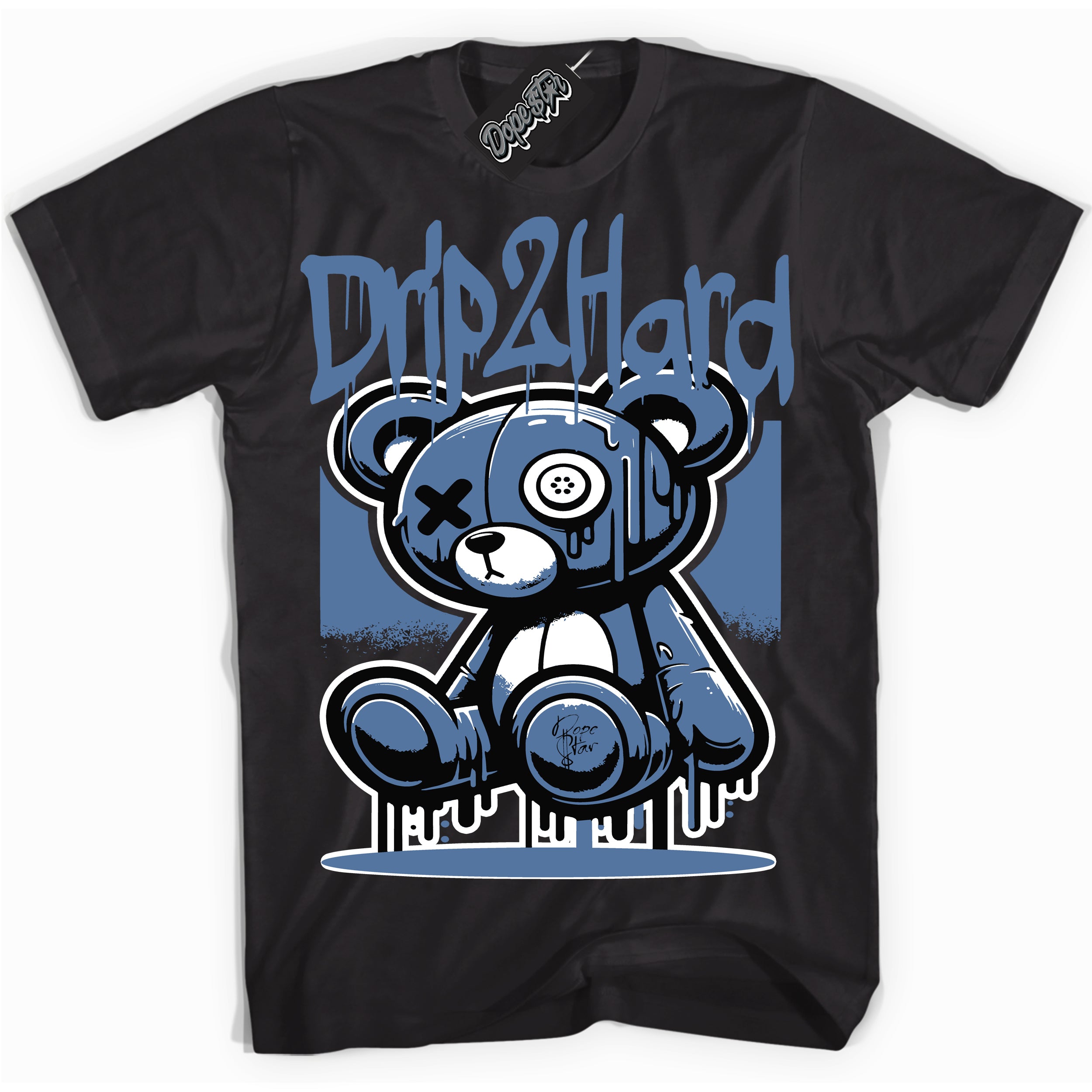 Cool Black graphic tee with “ Drip 2 Hard ” design, that perfectly matches Mystic Navy 1s