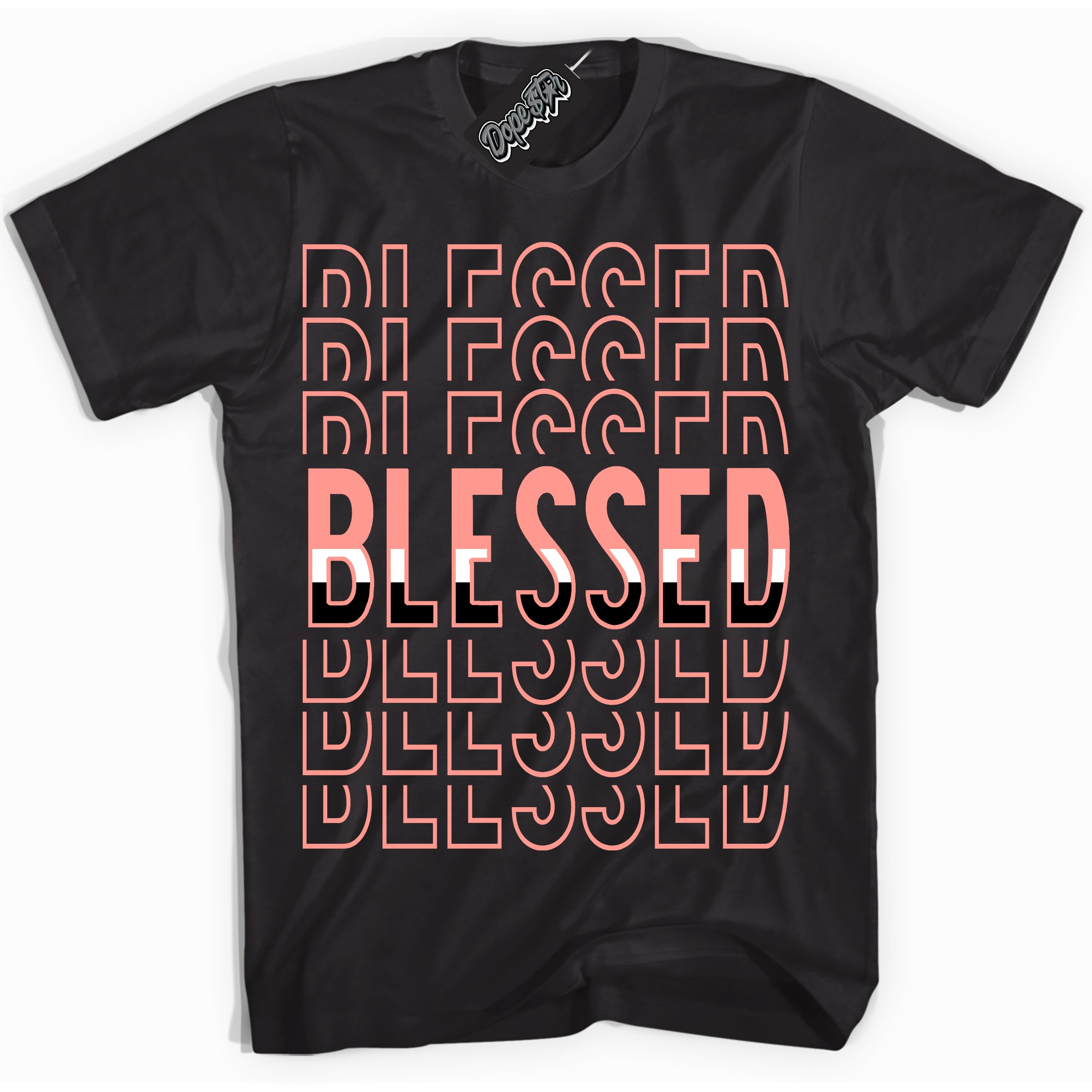 Cool Black Shirt with “Blessed Stacked” design that perfectly matches the Paris Saint-Germain 1s Jordans.