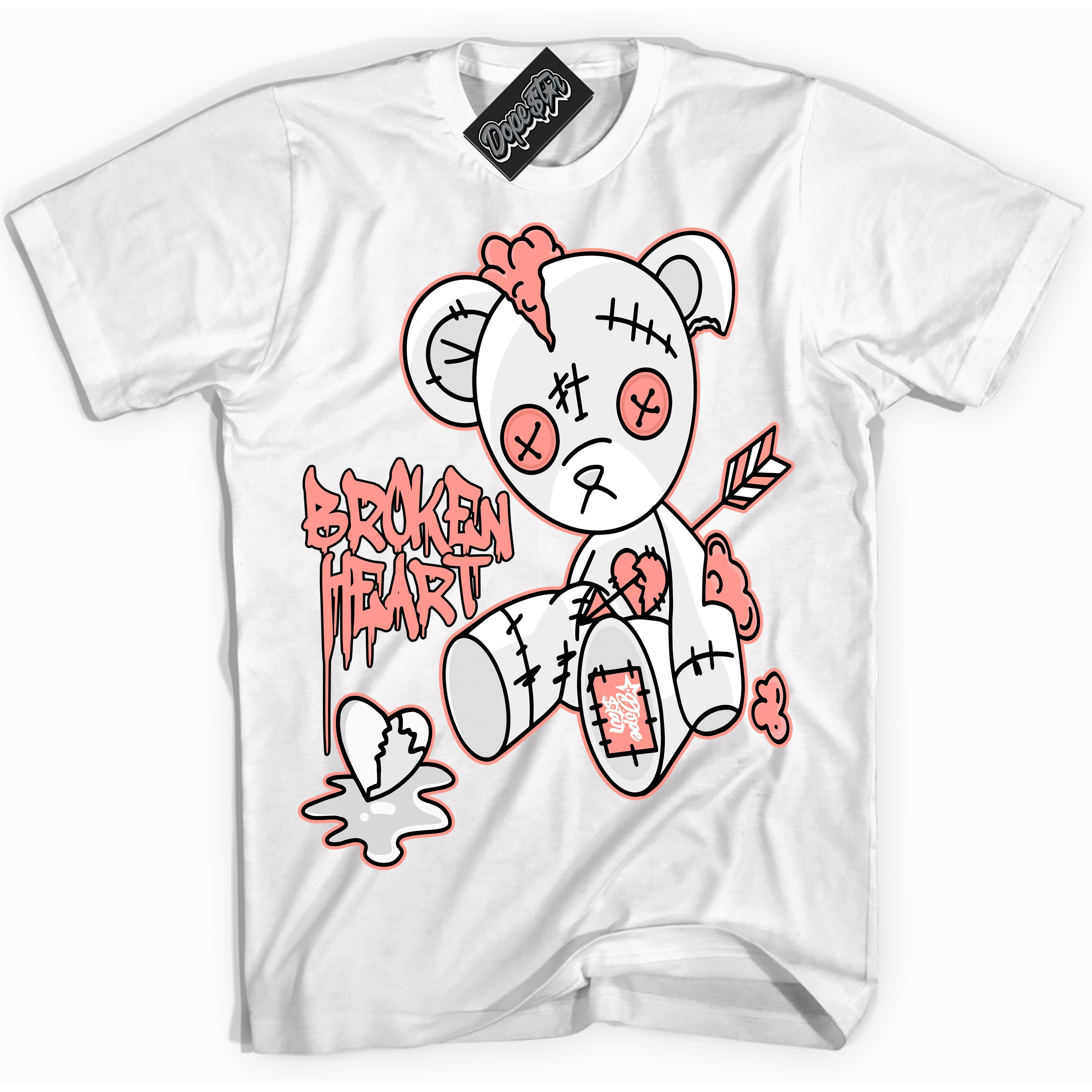 Cool White Shirt with “Broken Heart Bear” design that perfectly matches the Paris Saint-Germain 1s Jordans.