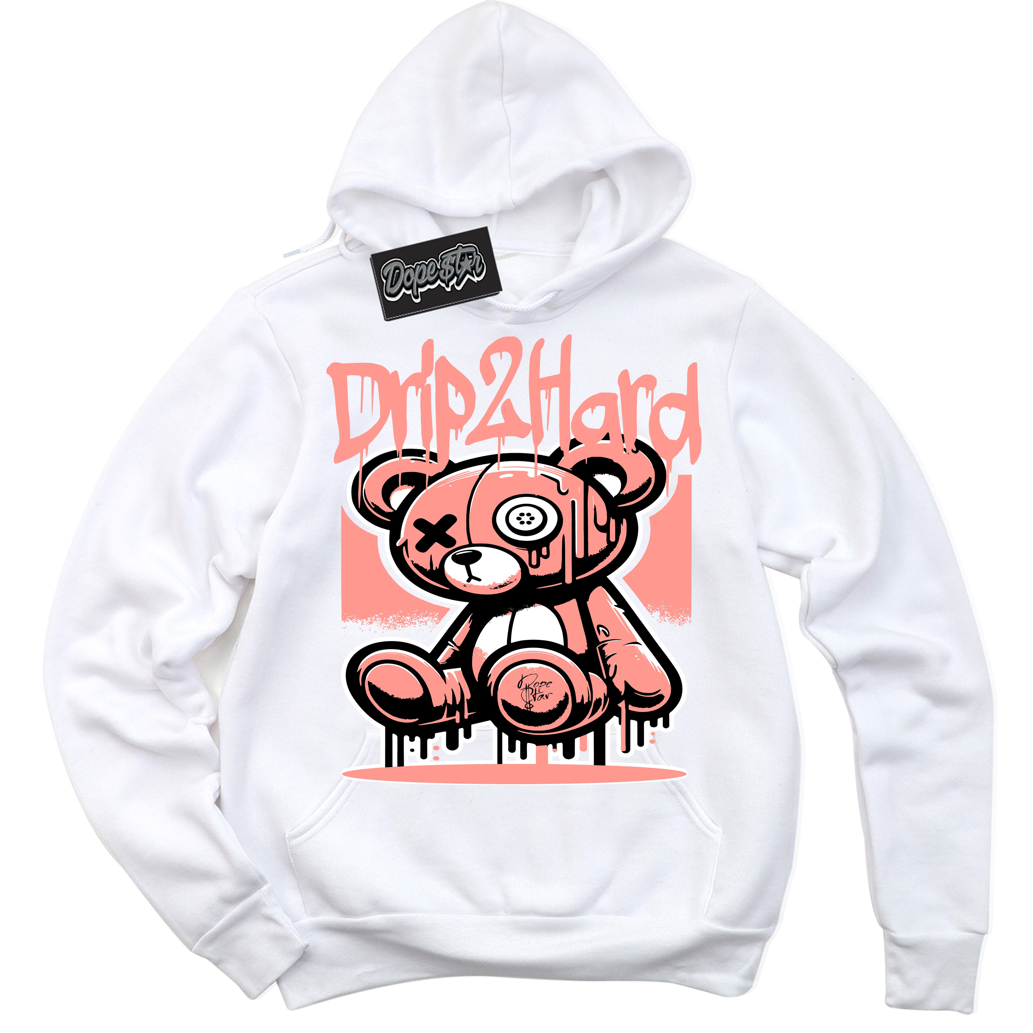 Cool White Hoodie with “Drip 2 Hard” design that Perfectly Matches Paris Saint-Germain 1s Jordans.