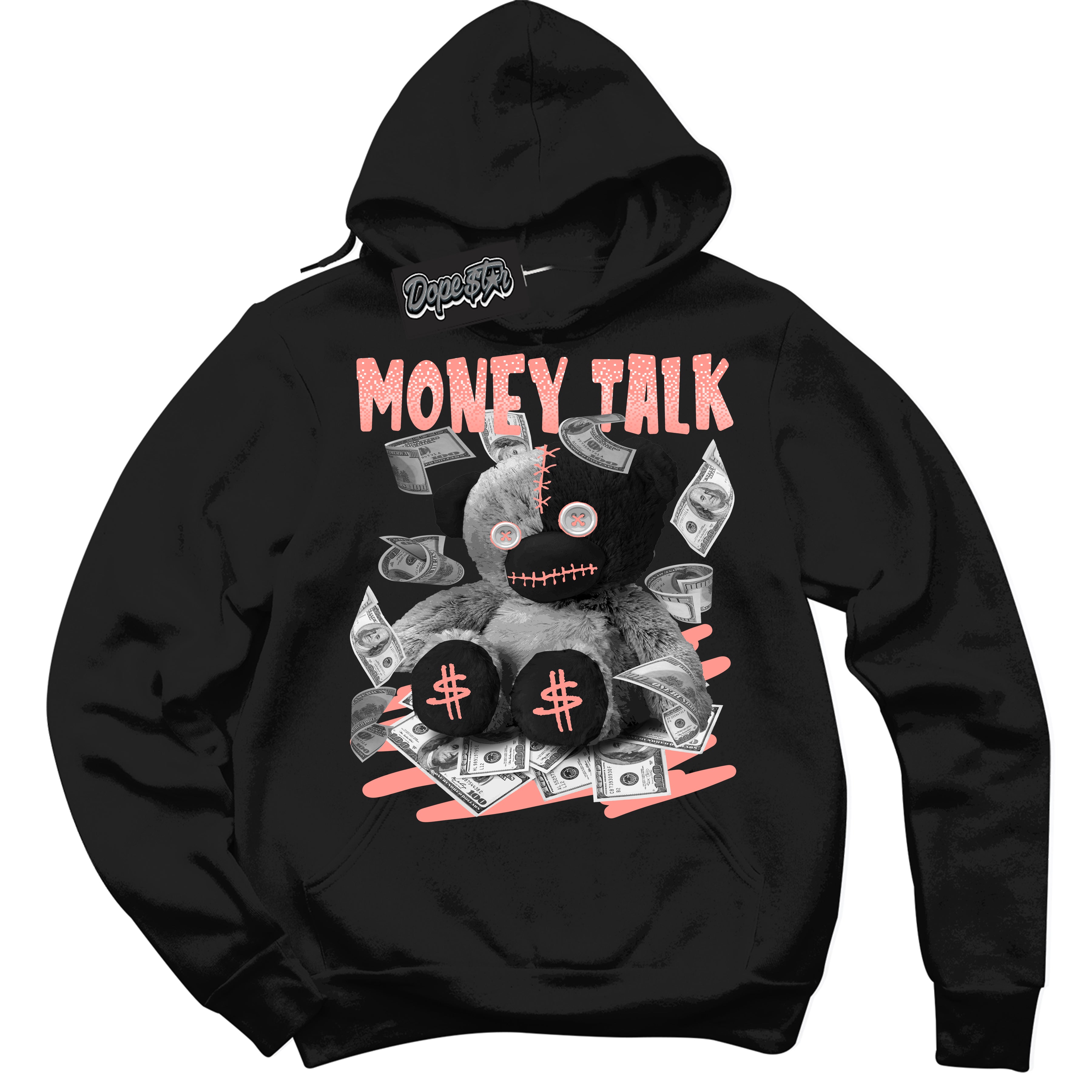 Cool Black Hoodie with “Money Talk Bear” design that Perfectly Matches Paris Saint-Germain 1s Jordans.