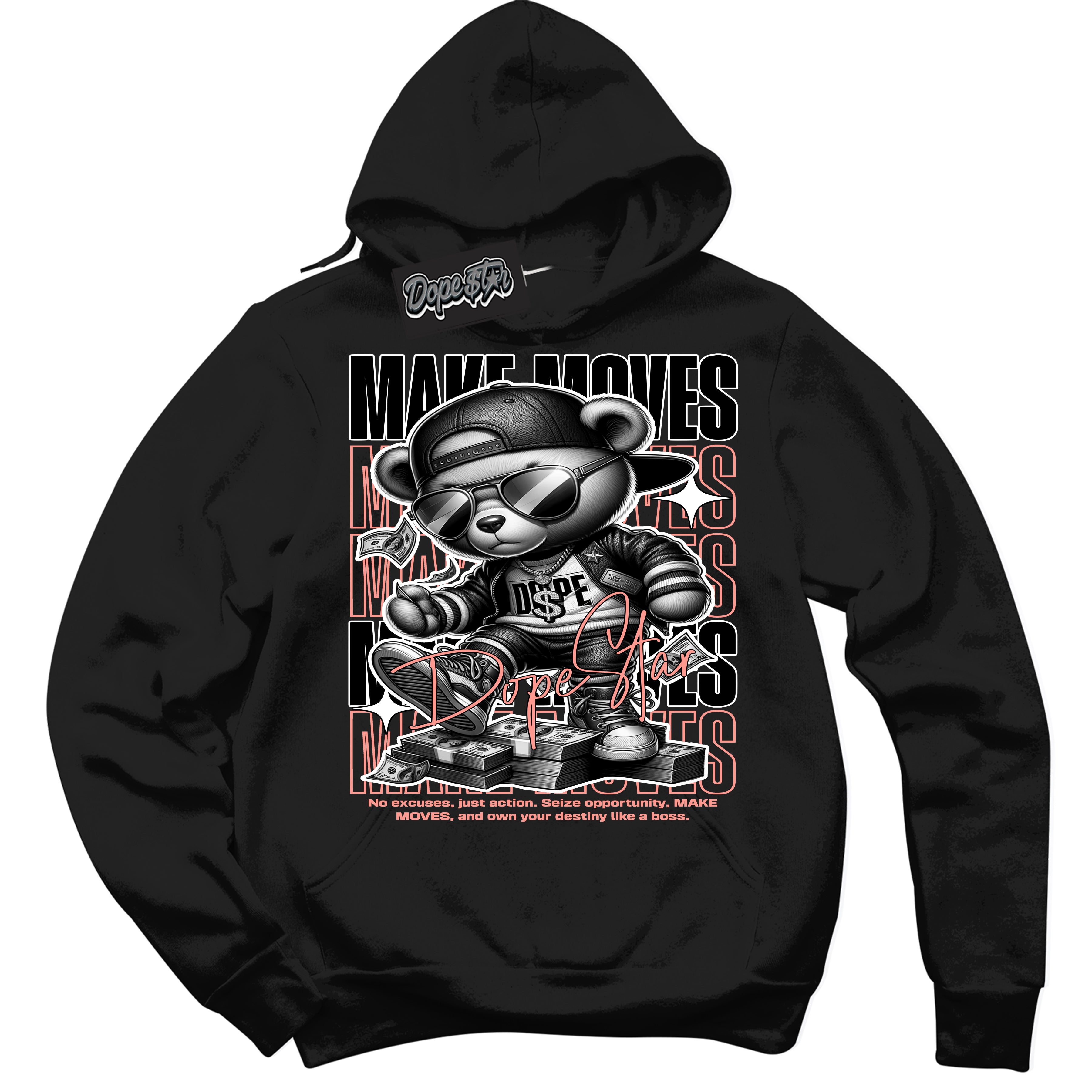 Cool Black Hoodie with “Make Moves” design that Perfectly Matches Paris Saint-Germain 1s Jordans.