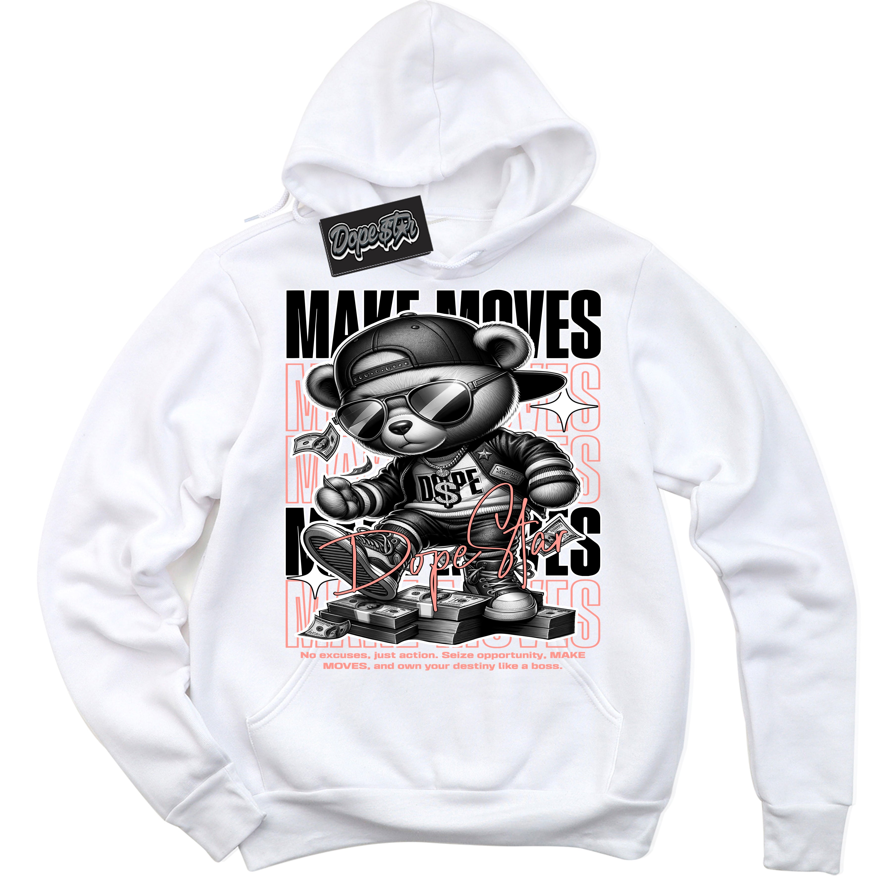 Cool White Hoodie with “Make Moves” design that Perfectly Matches Paris Saint-Germain 1s Jordans.