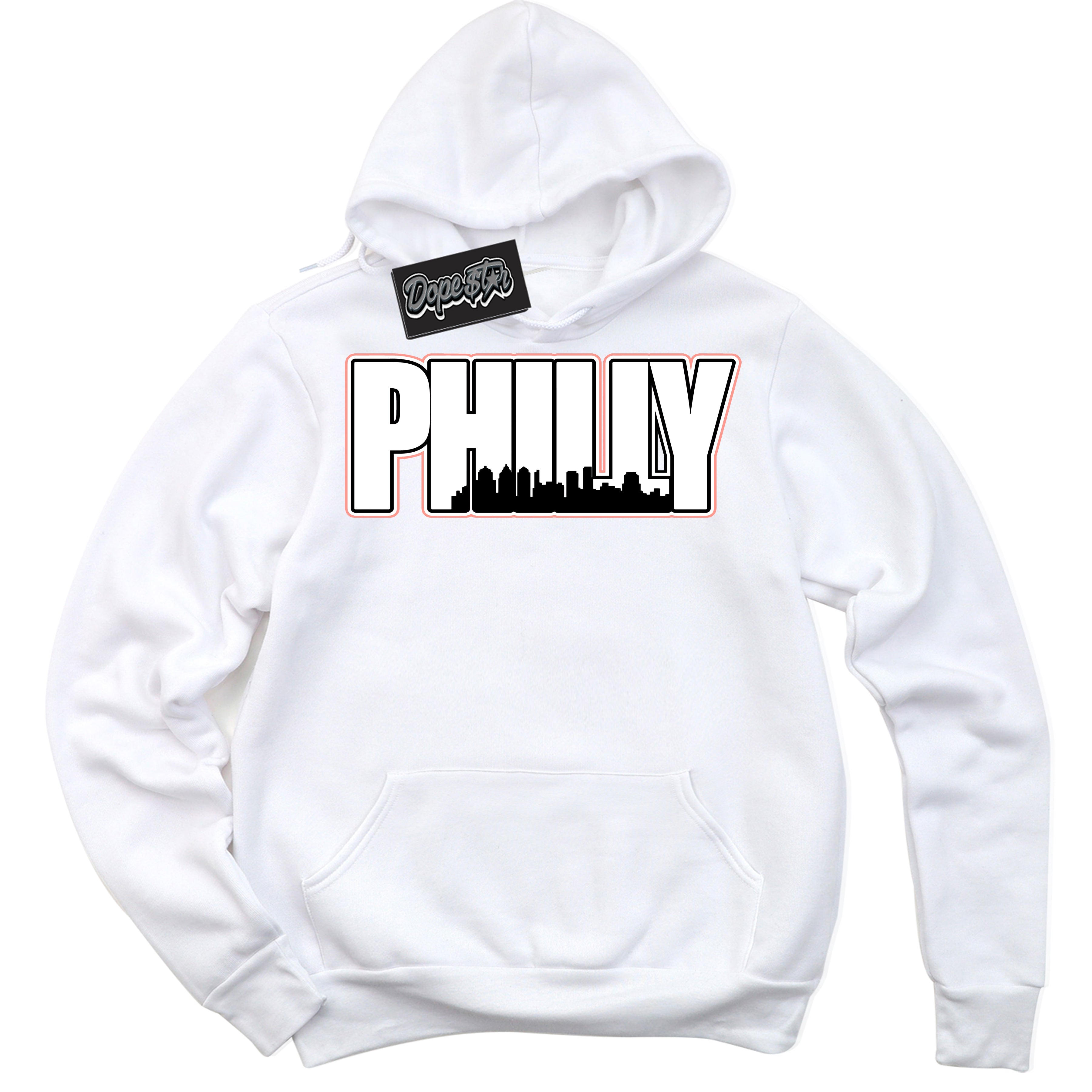 Cool White Hoodie with “Philly” design that Perfectly Matches Paris Saint-Germain 1s Jordans.