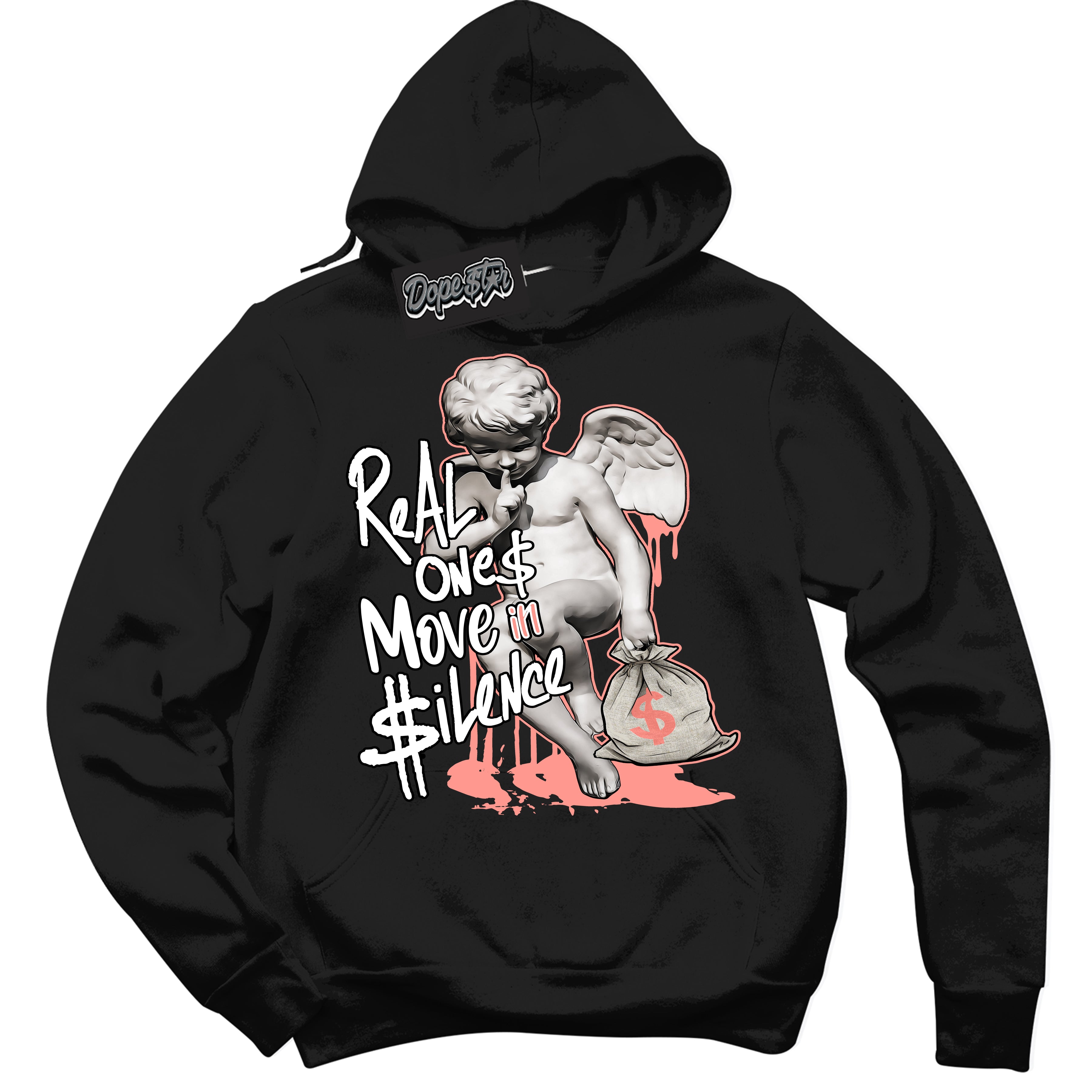 Cool Black Hoodie with “Real Ones Cherub” design that Perfectly Matches Paris Saint-Germain 1s Jordans.