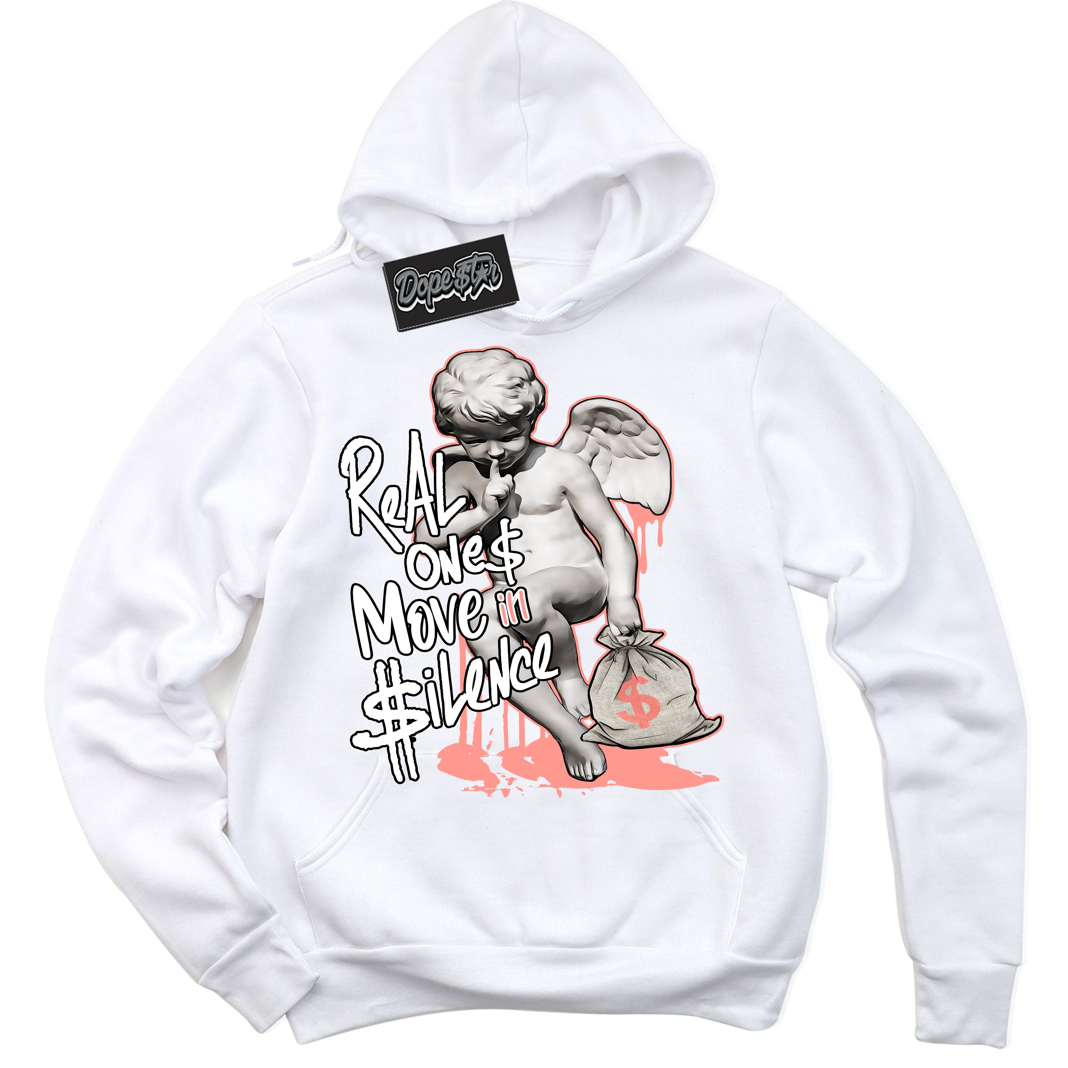 Cool White Hoodie with “Real Ones Cherub” design that Perfectly Matches Paris Saint-Germain 1s Jordans.