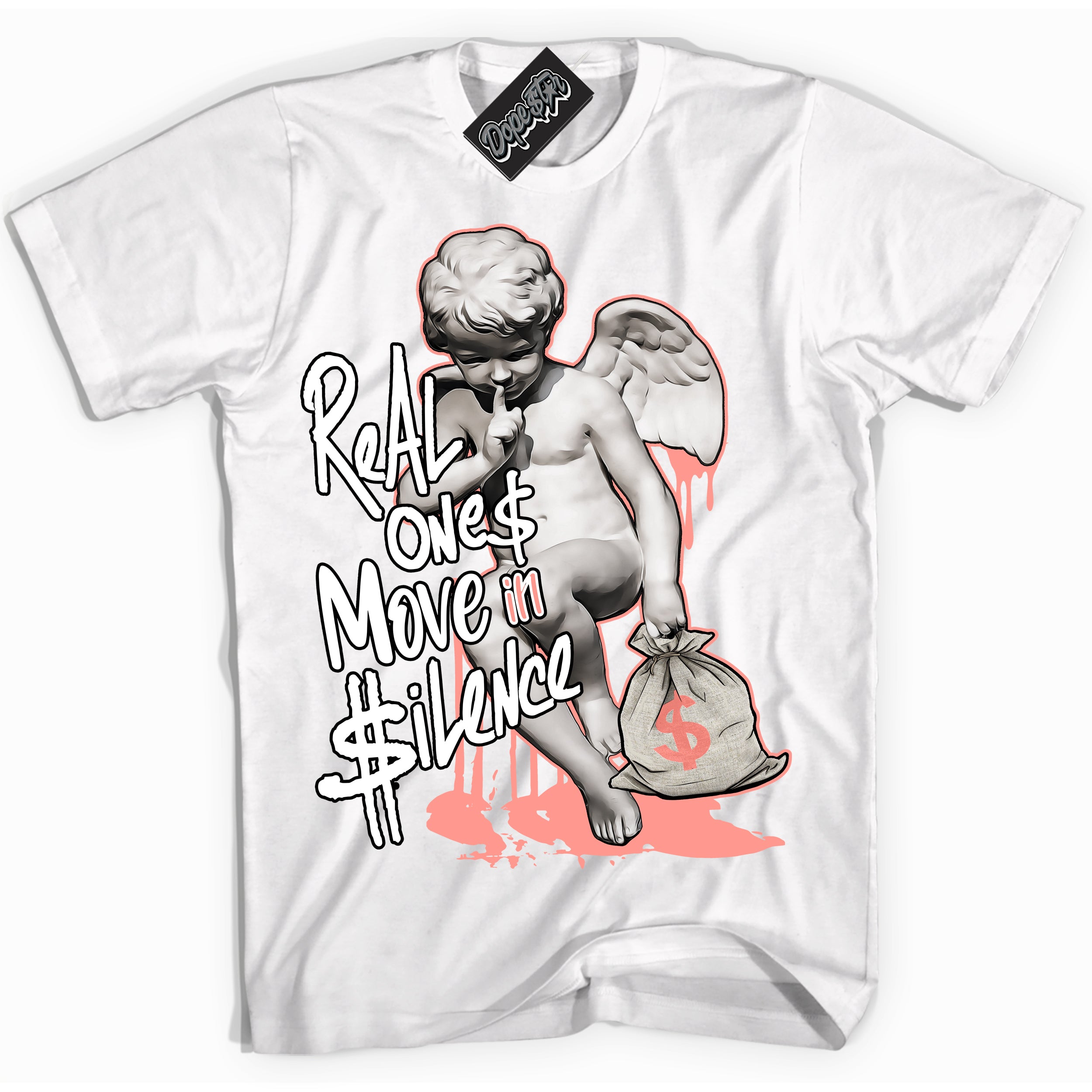 Cool White Shirt with “Real Ones Cherub” design that perfectly matches the Paris Saint-Germain 1s Jordans.