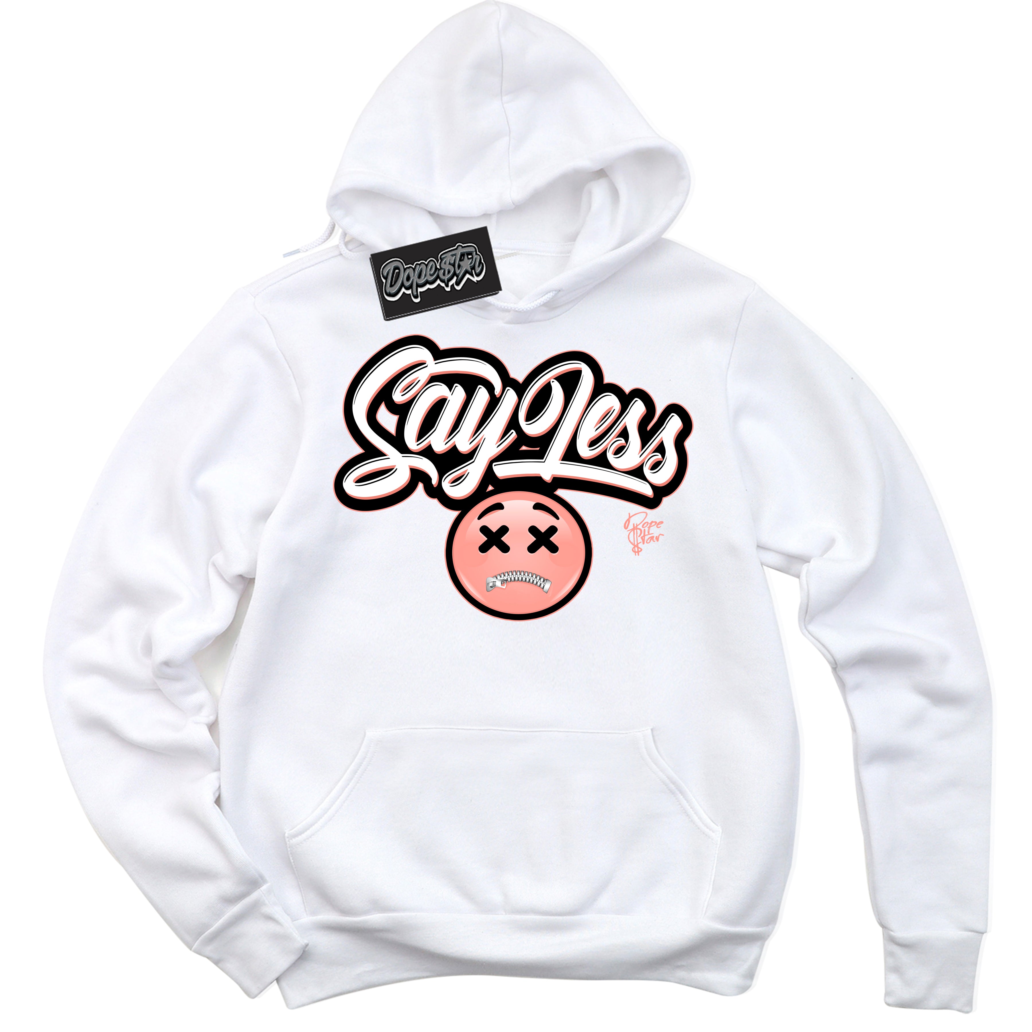 Cool White Hoodie with “Say Less” design that Perfectly Matches Paris Saint-Germain 1s Jordans.