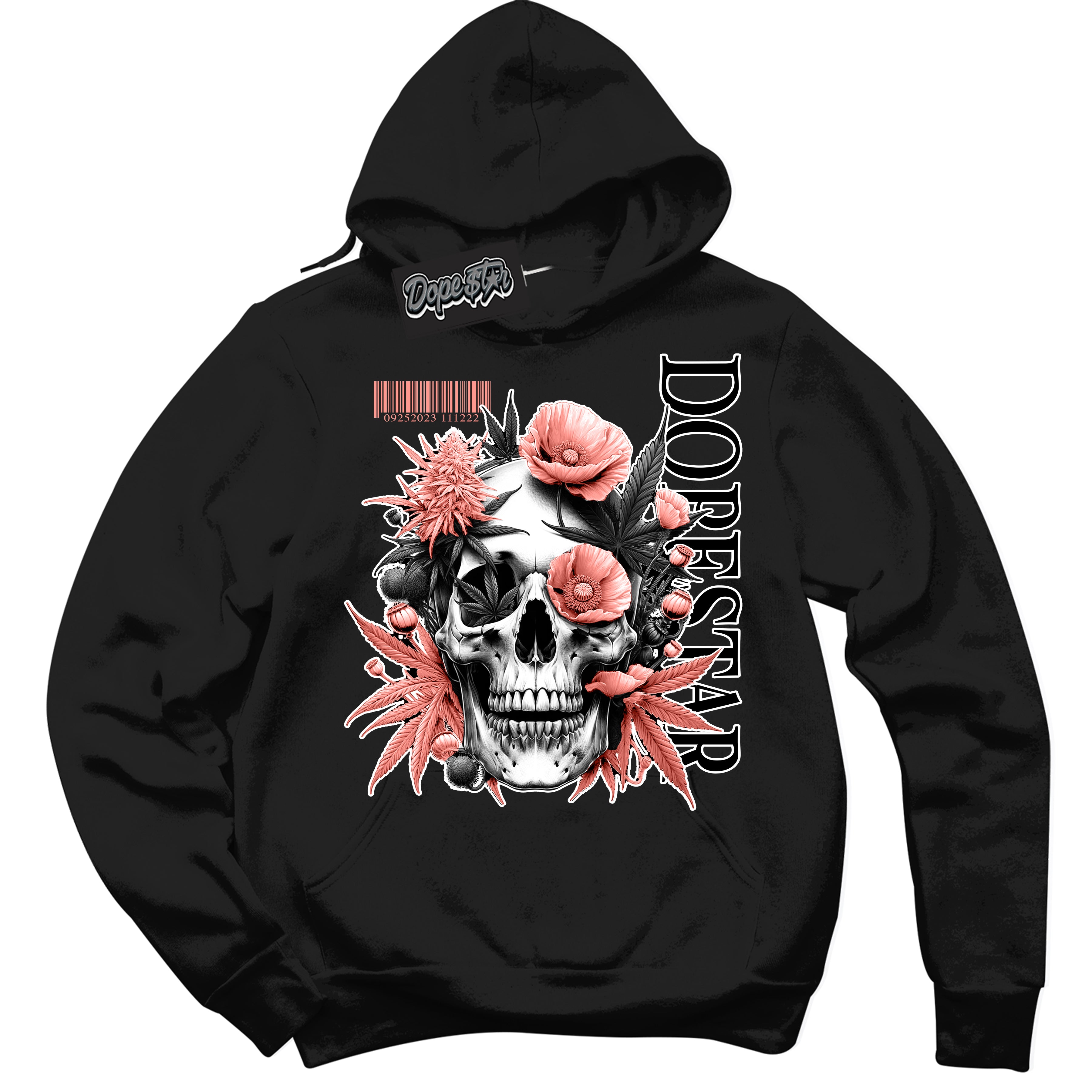 Cool Black Hoodie with “Skull Poppies” design that Perfectly Matches Paris Saint-Germain 1s Jordans.