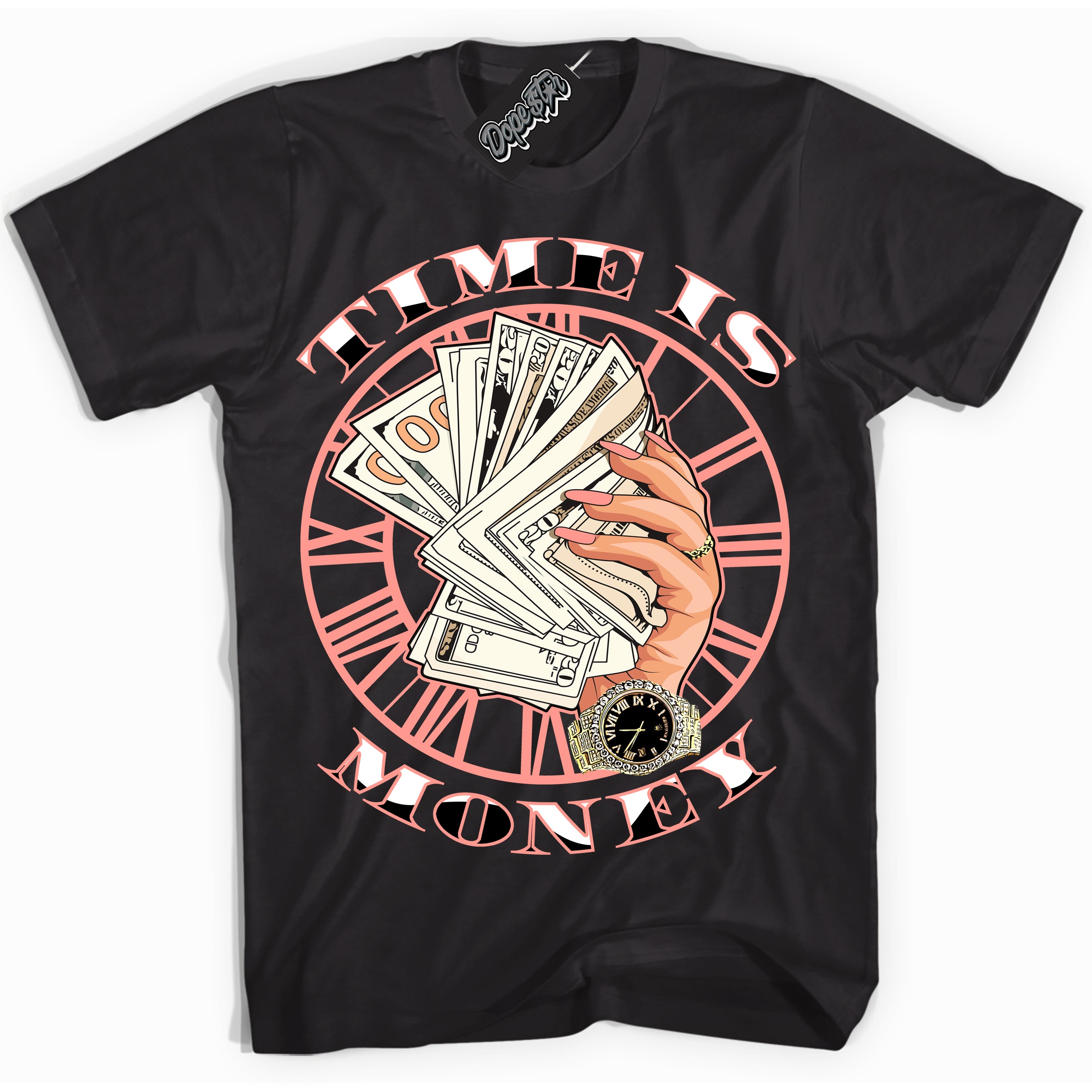 Cool Black Shirt with “Time Is Money” design that perfectly matches the Paris Saint-Germain 1s Jordans.