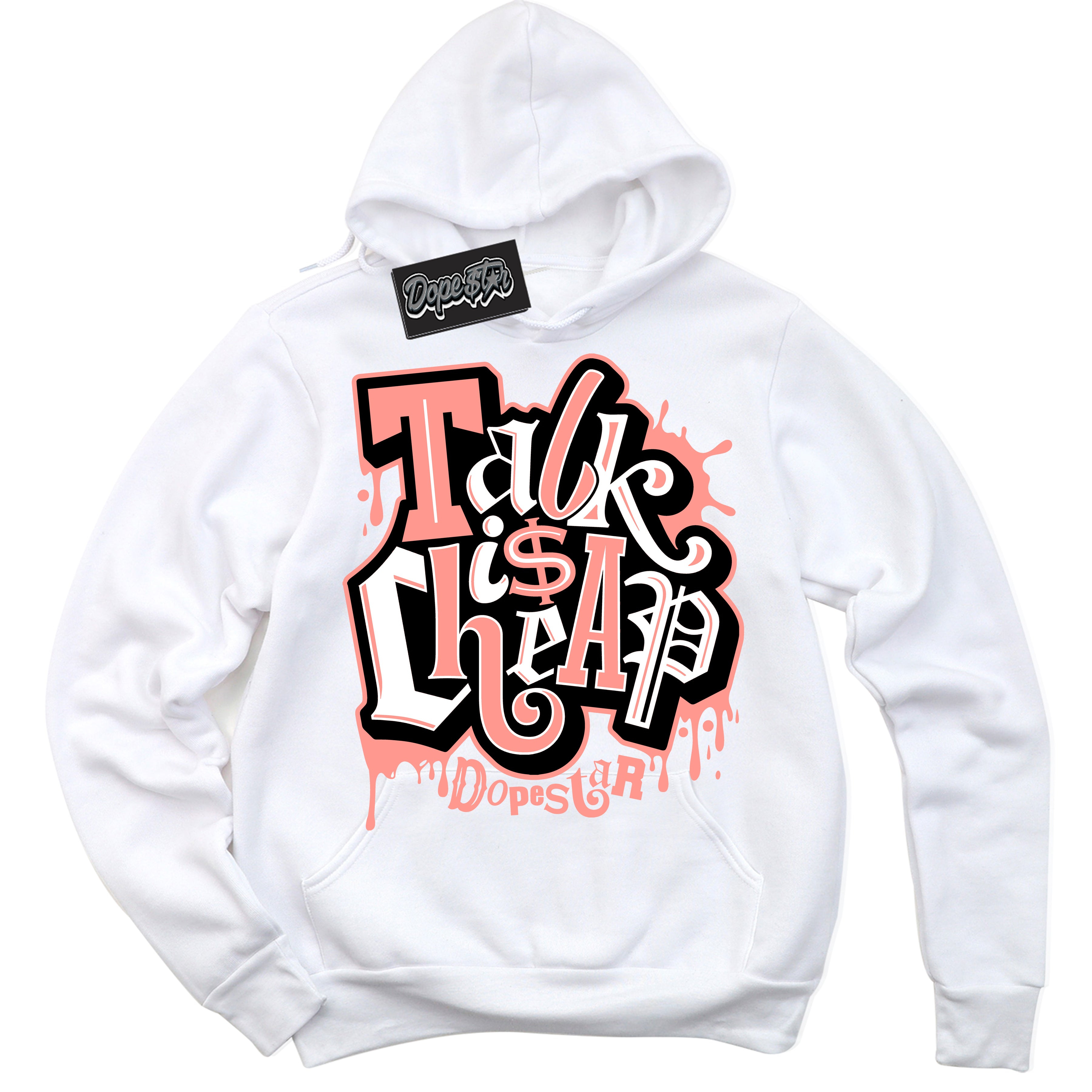 Cool White Hoodie with “Talk Is Cheap” design that Perfectly Matches Paris Saint-Germain 1s Jordans.