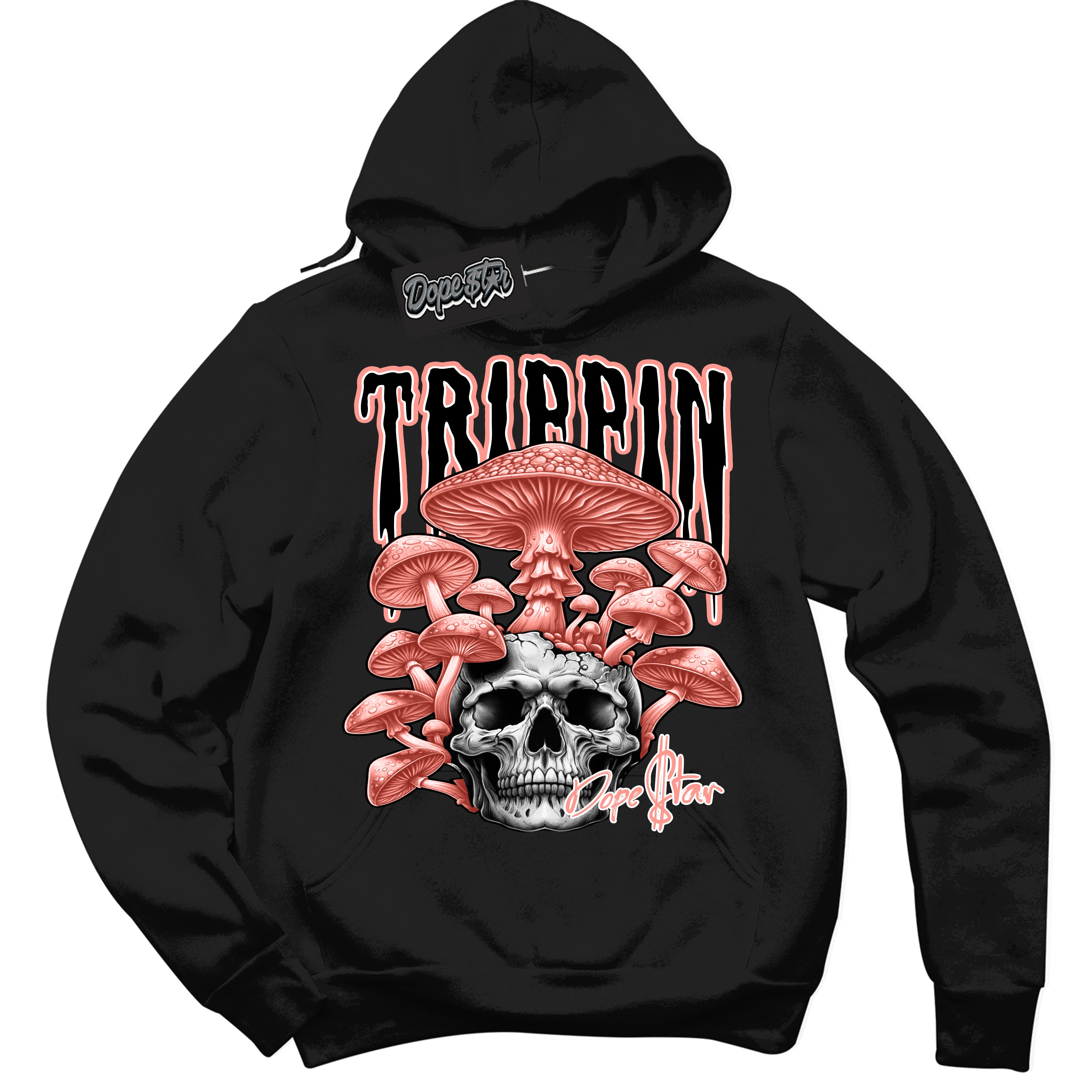 Cool Black Hoodie with “Trippin” design that Perfectly Matches Paris Saint-Germain 1s Jordans.