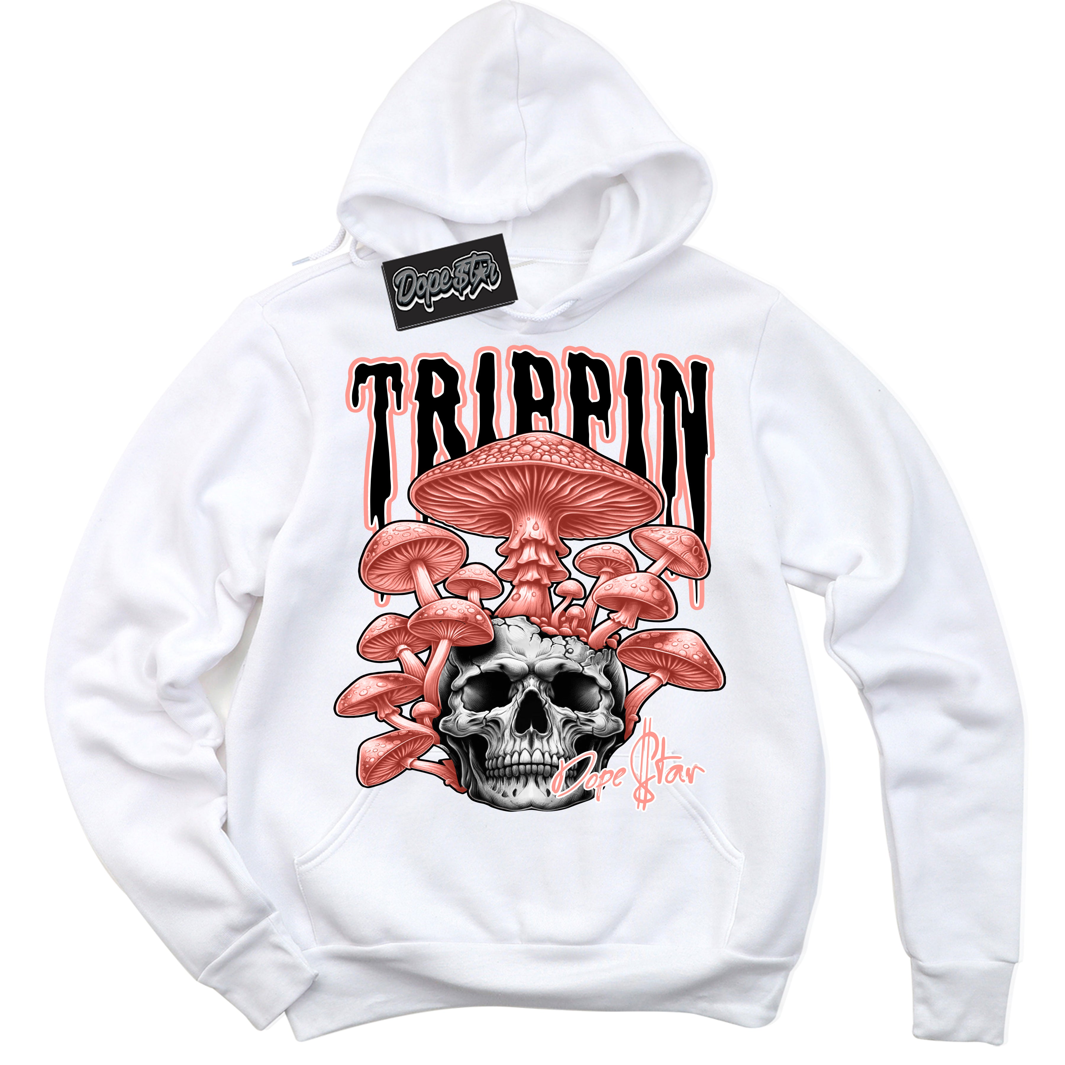 Cool White Hoodie with “Trippin” design that Perfectly Matches Paris Saint-Germain 1s Jordans.