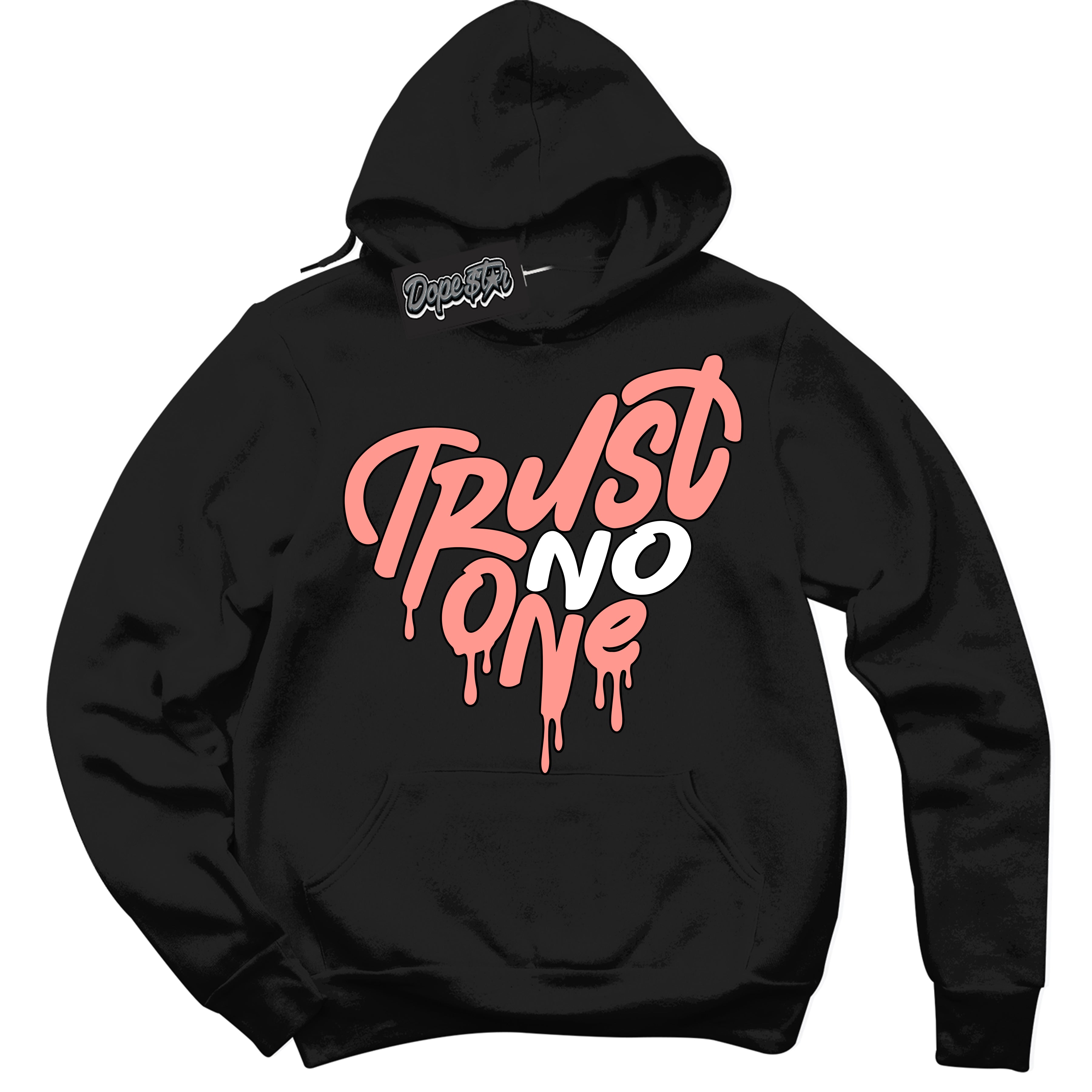 Cool Black Hoodie with “Trust No One Heart” design that Perfectly Matches Paris Saint-Germain 1s Jordans.